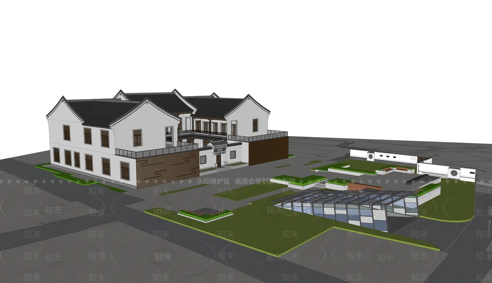 中式客栈民宿建筑SU模型下载【ID:1111751720】