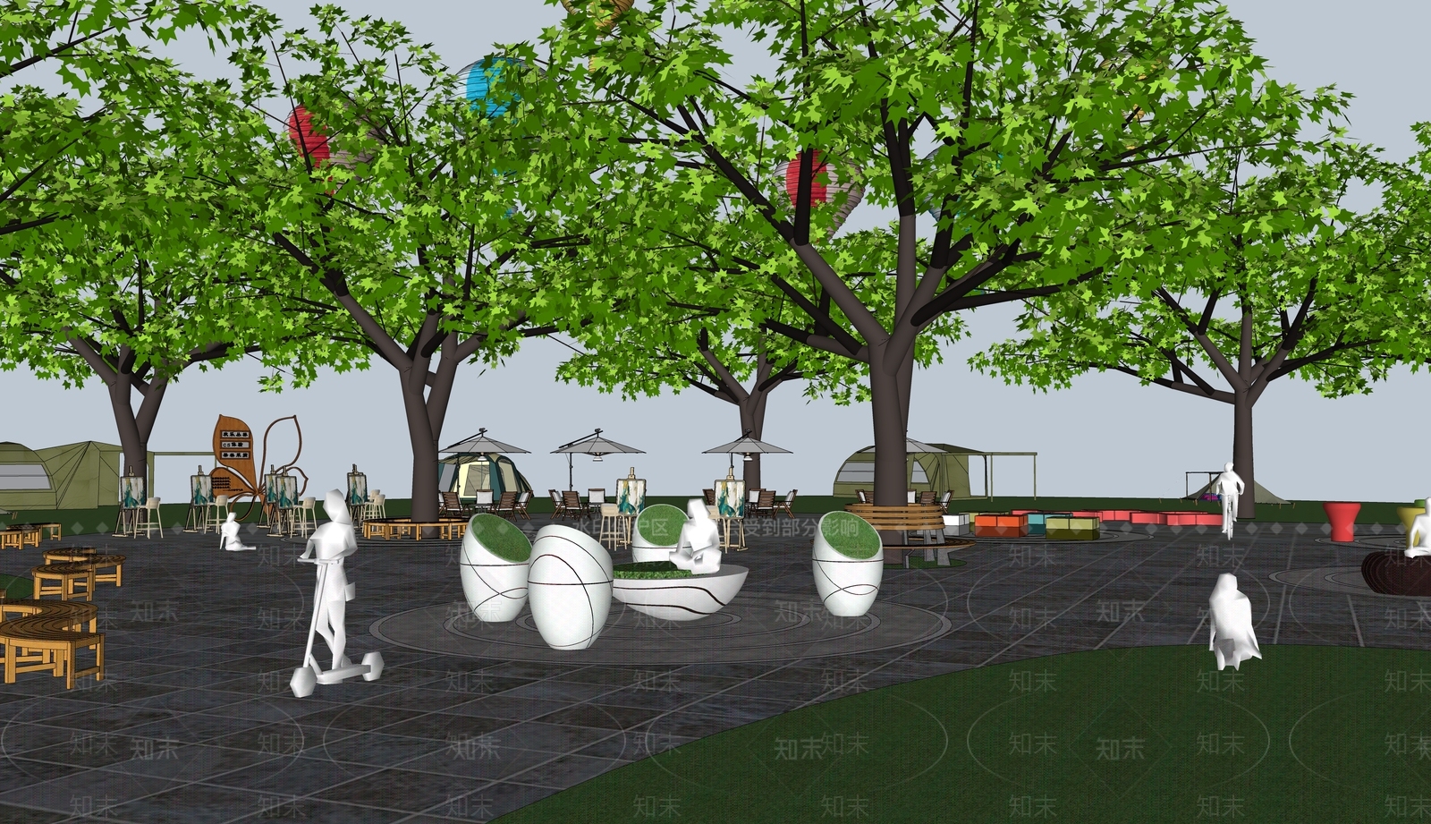 现代艺术公园景观SU模型下载【ID:1111753992】