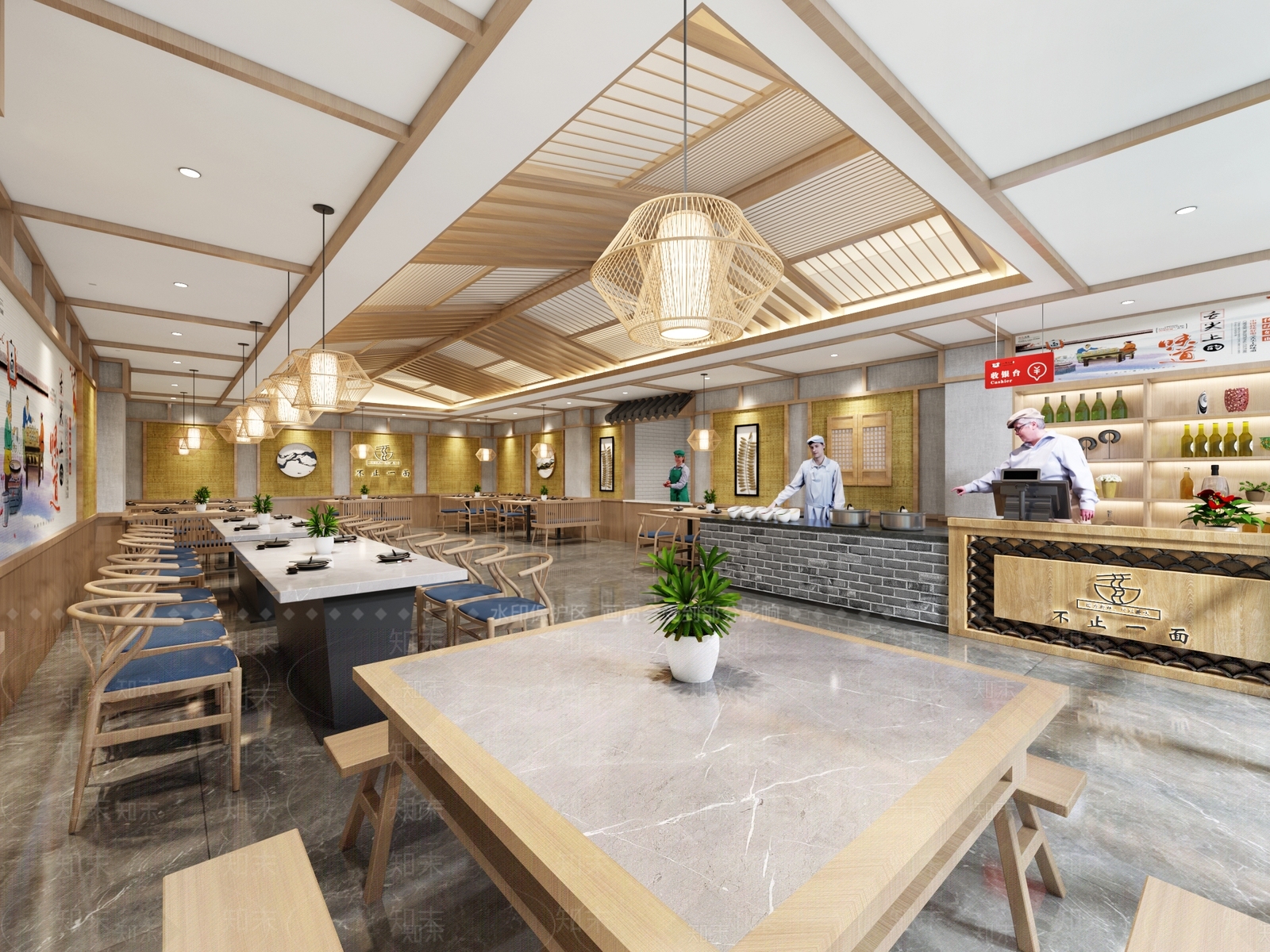 新中式自助餐厅3D模型下载【ID:1111755735】
