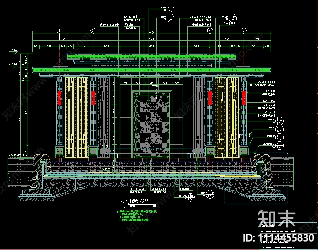 新中式亭廊风雨廊CAD施工图施工图下载【ID:1114455830】