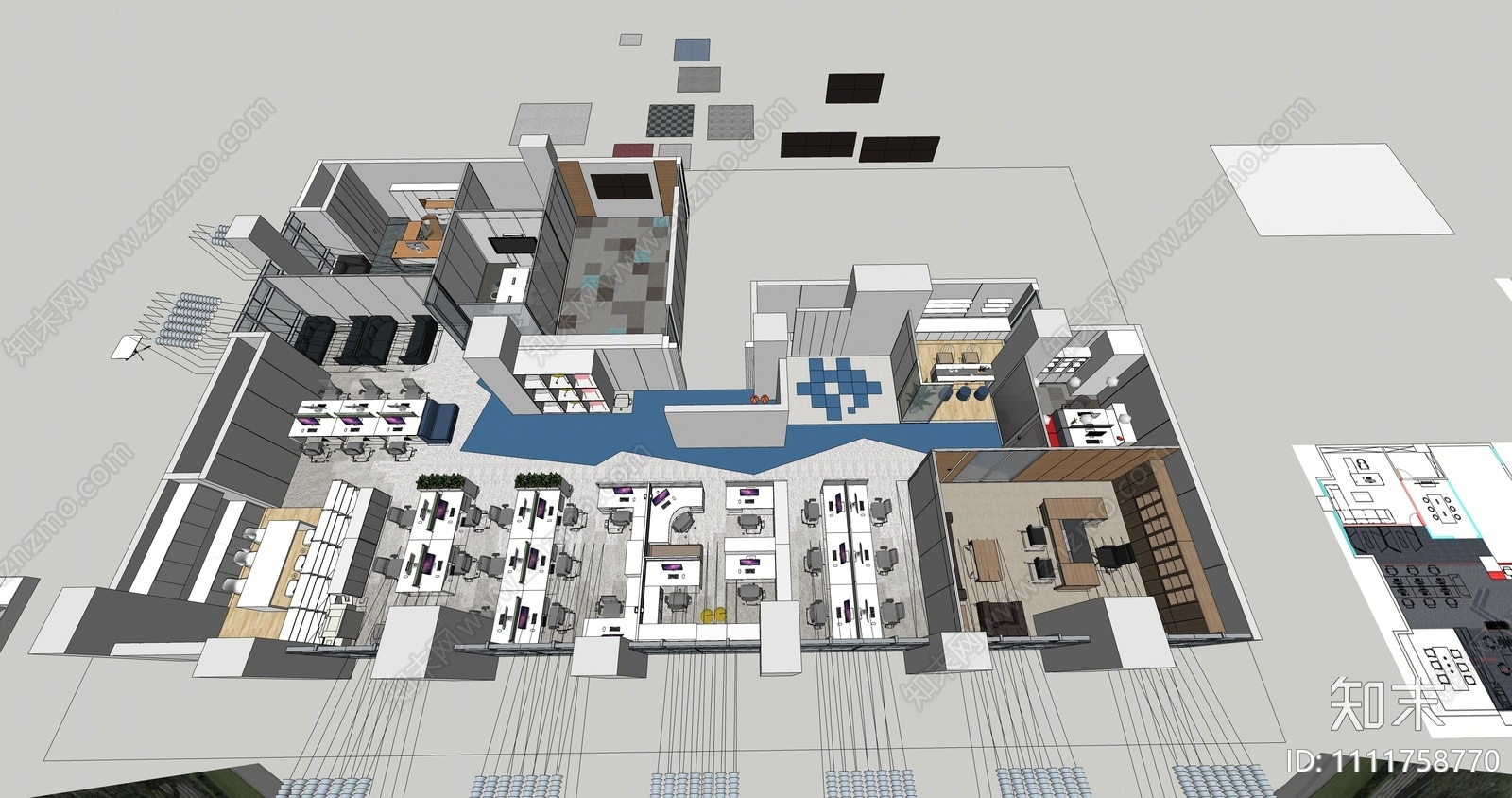 现代公共办公区SU模型下载【ID:1111758770】