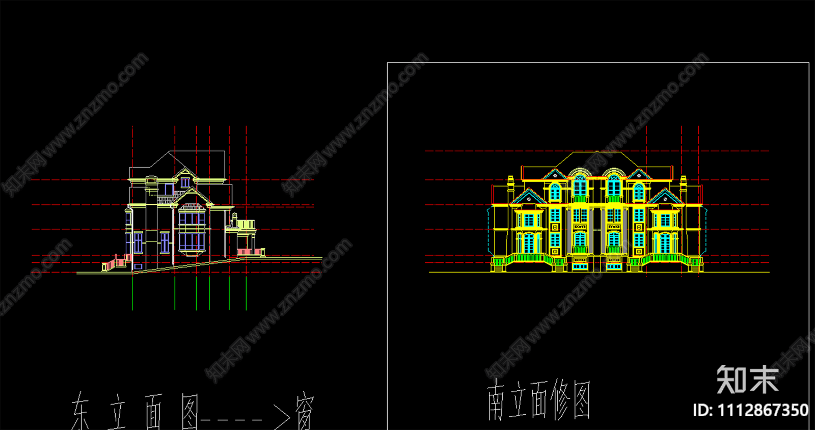 欧式别墅效果图CAD施工图施工图下载【ID:1112867350】