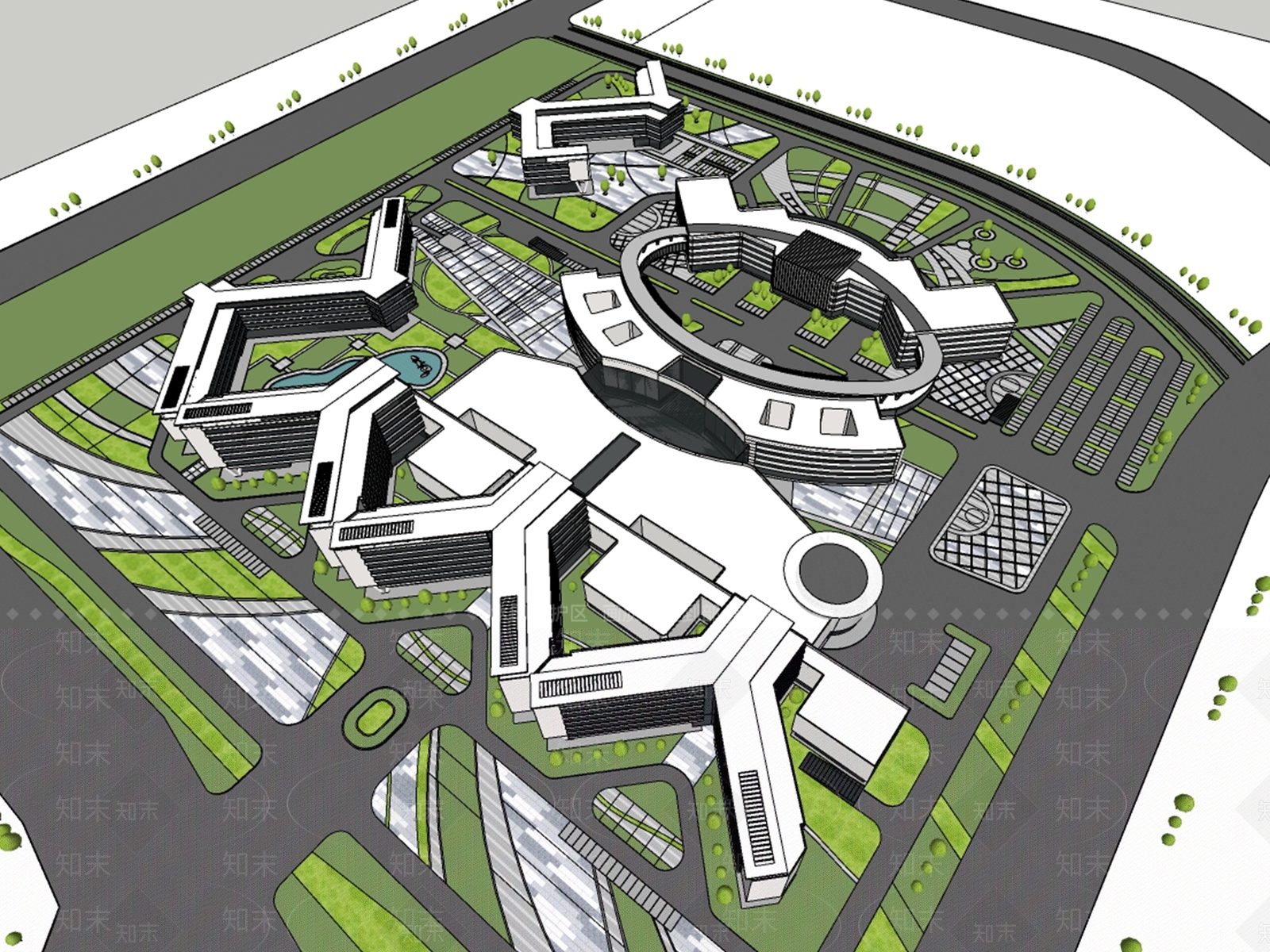 现代医疗建筑SU模型下载【ID:1111761093】