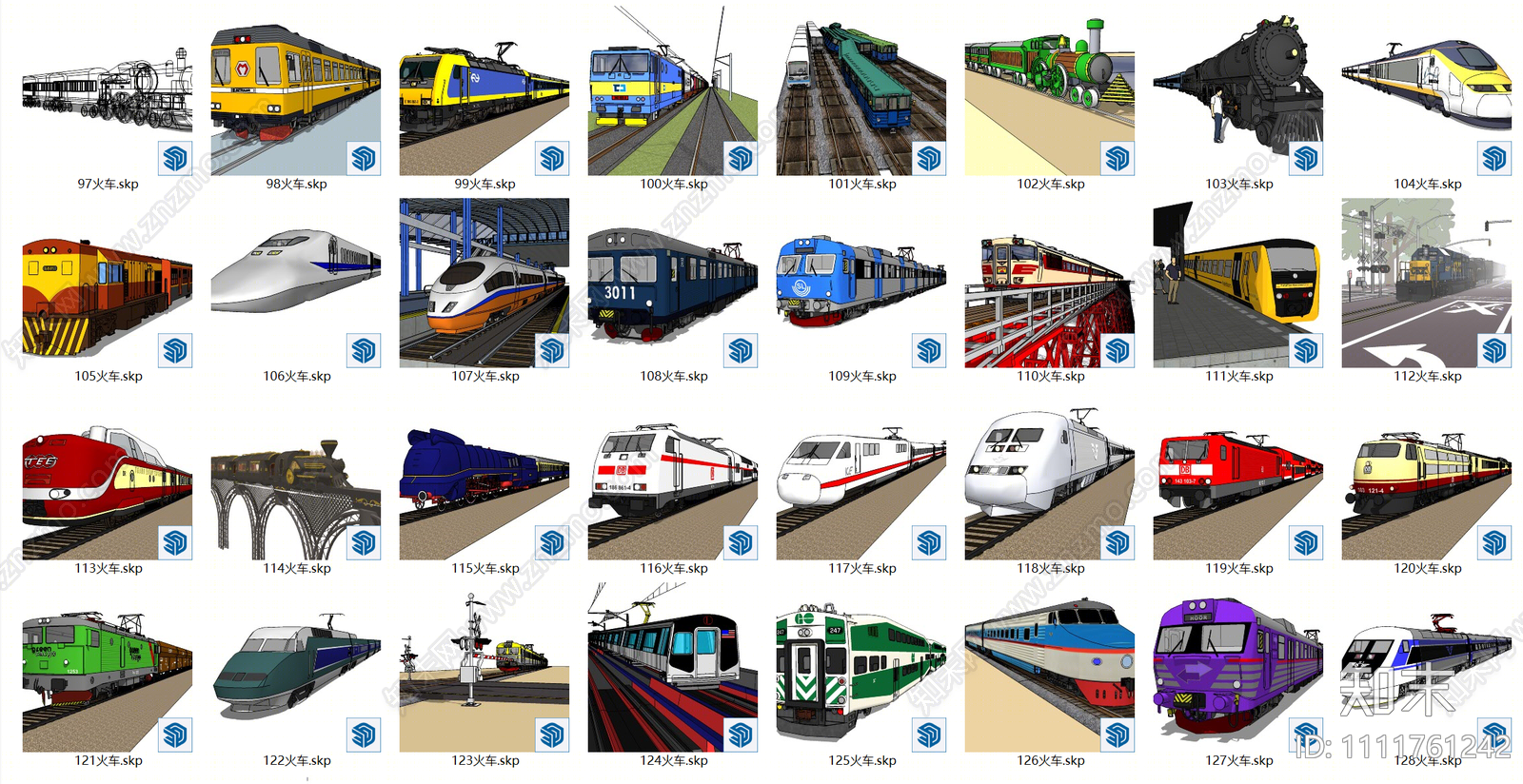 现代火车SU模型下载【ID:1111761242】