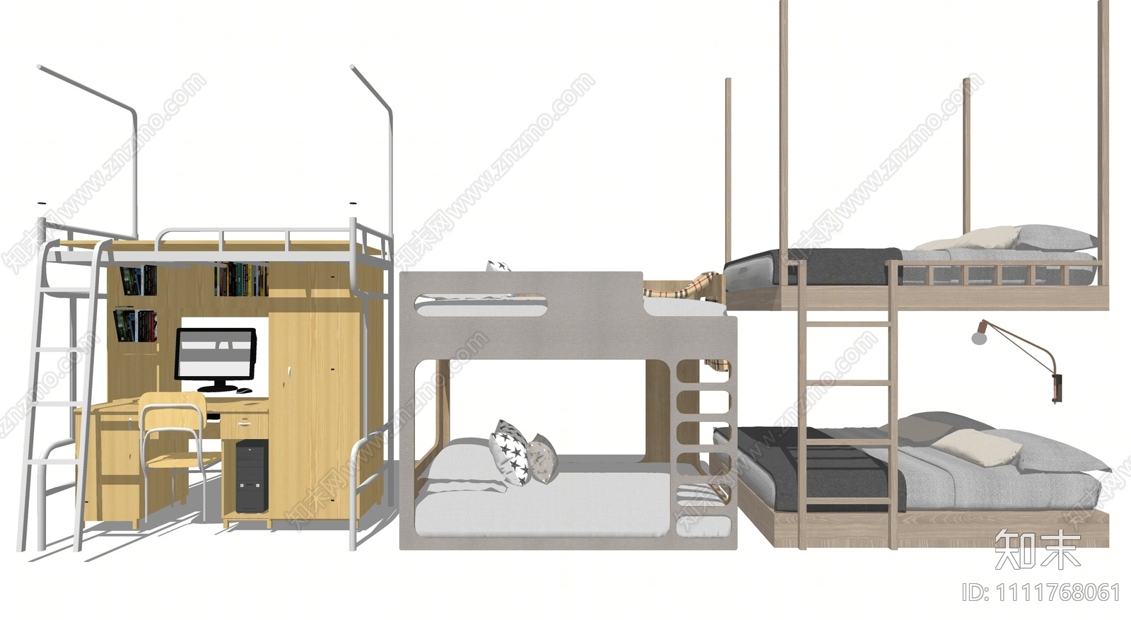 现代双层床SU模型下载【ID:1111768061】