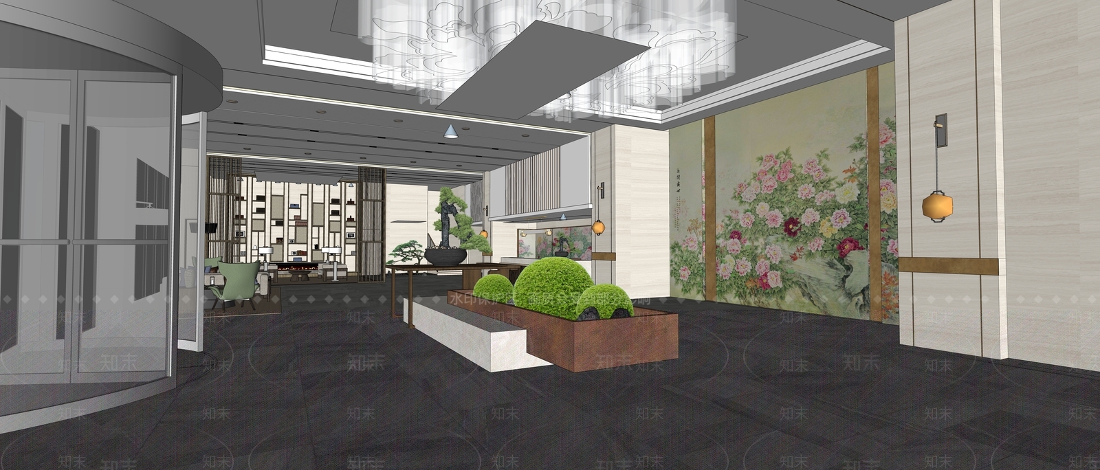 现代酒店大堂SU模型下载【ID:1111779004】