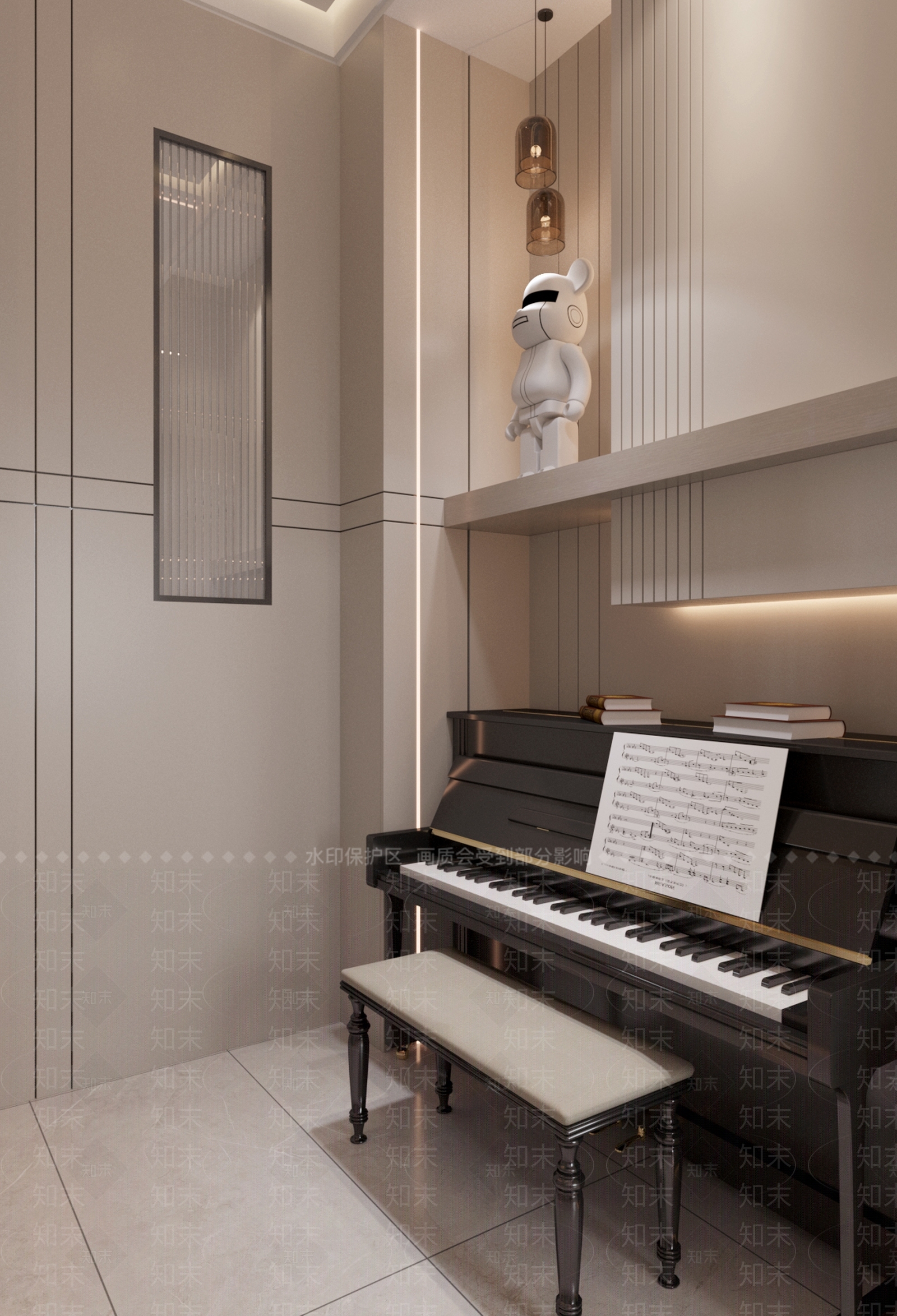 现代钢琴房3D模型下载【ID:1111793136】