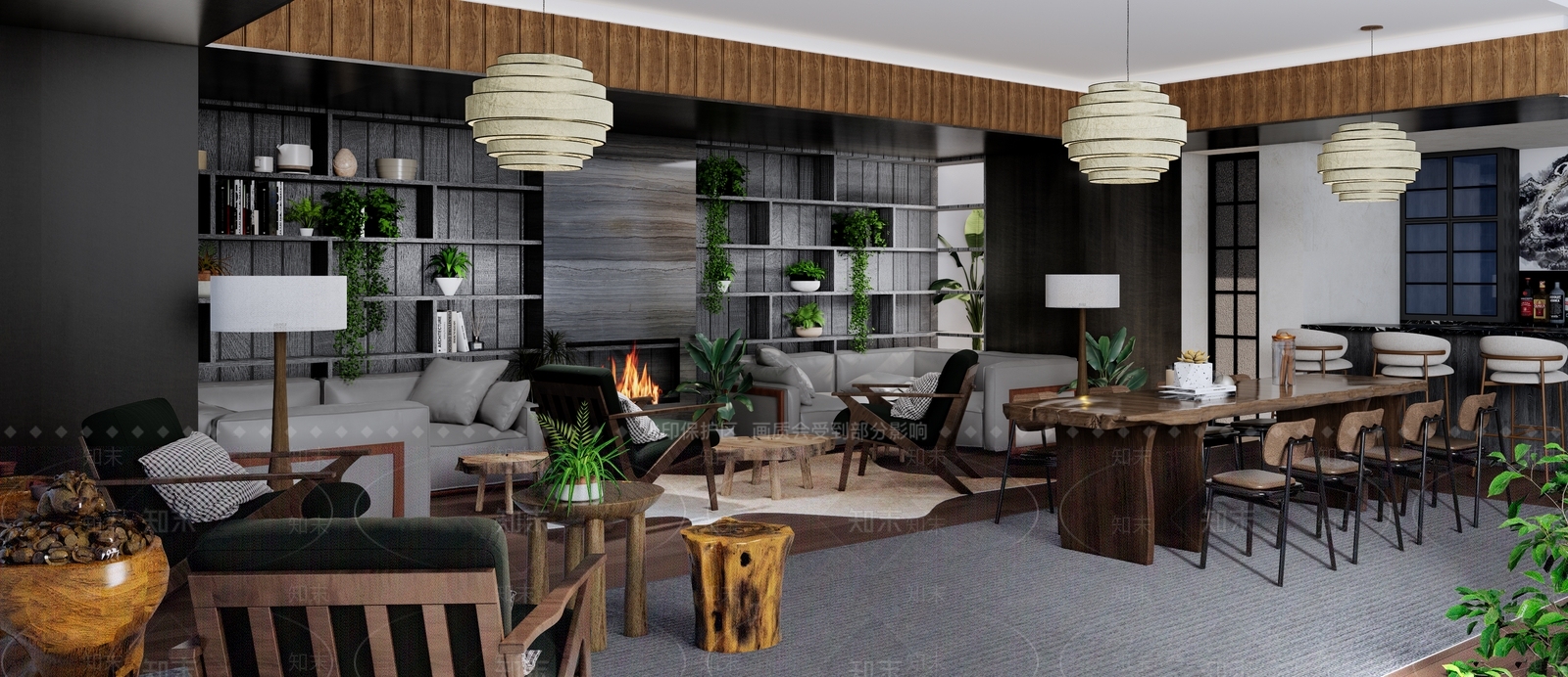 新中式酒店其他空间SU模型下载【ID:1111792649】