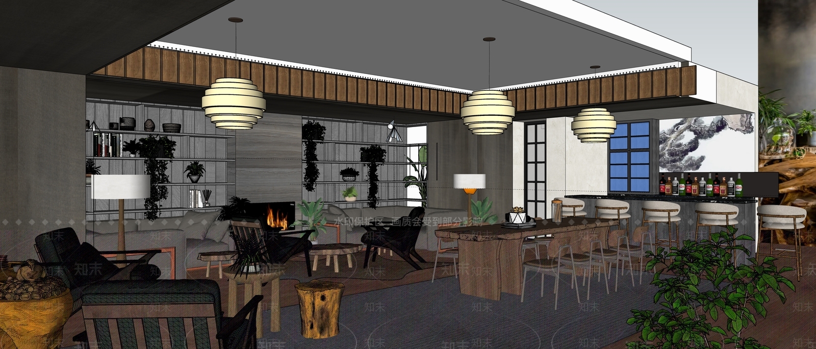 新中式酒店其他空间SU模型下载【ID:1111792649】