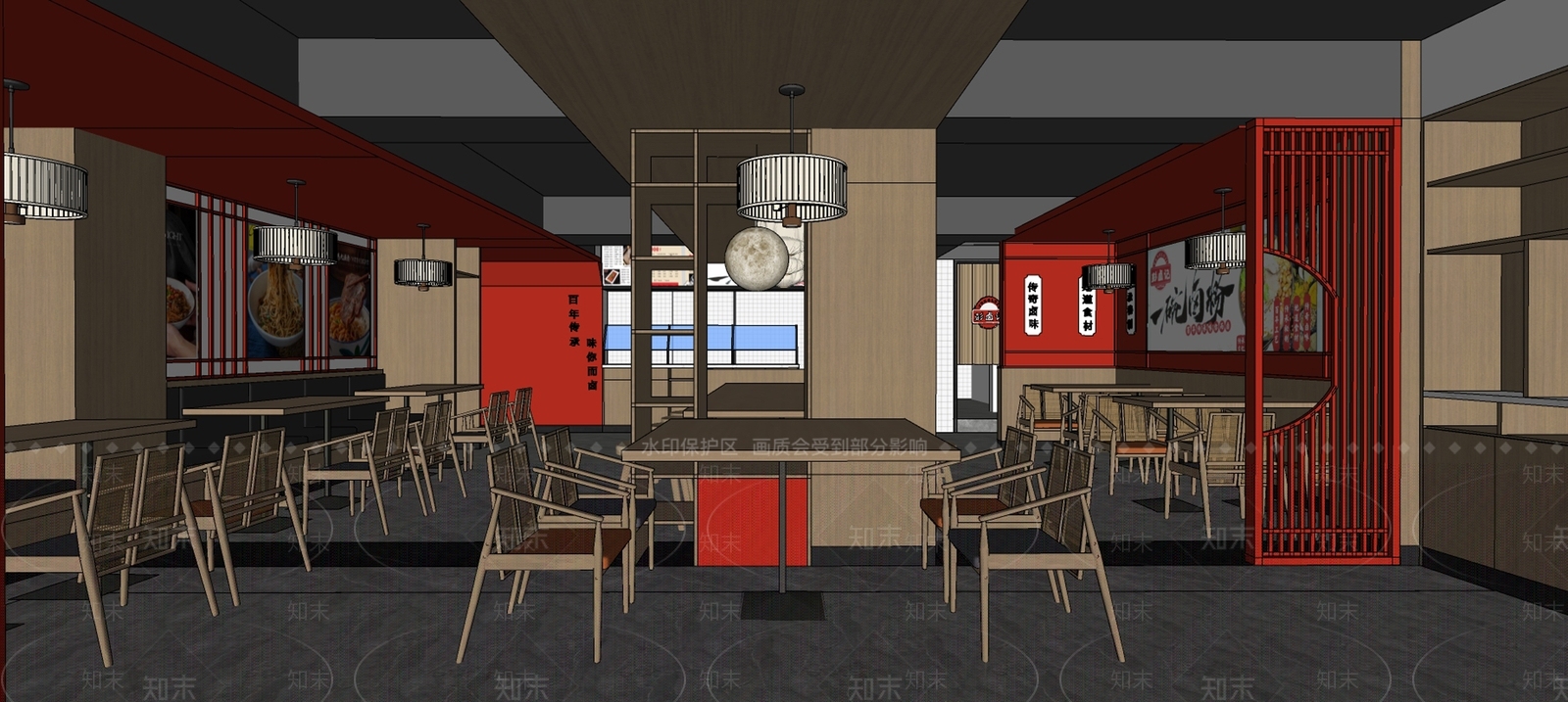 新中式快餐店SU模型下载【ID:1111794358】