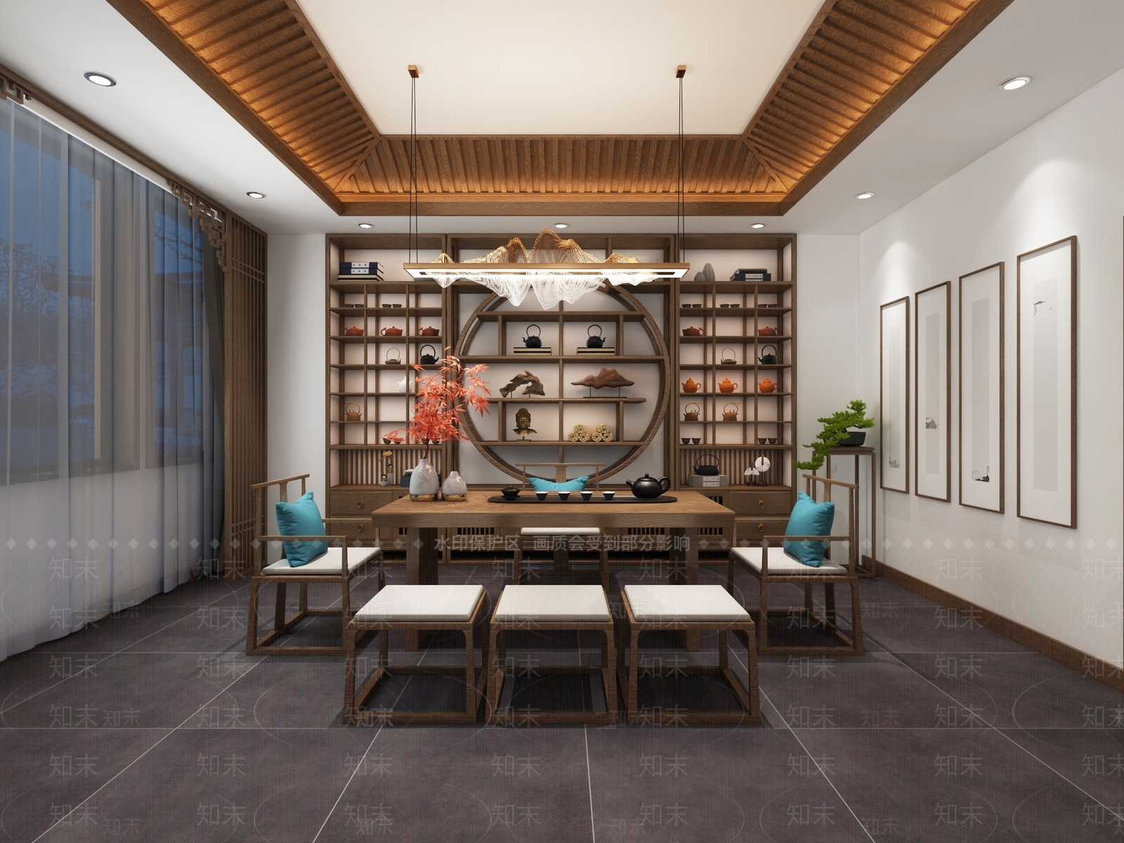 新中式茶馆3D模型下载【ID:1111798357】