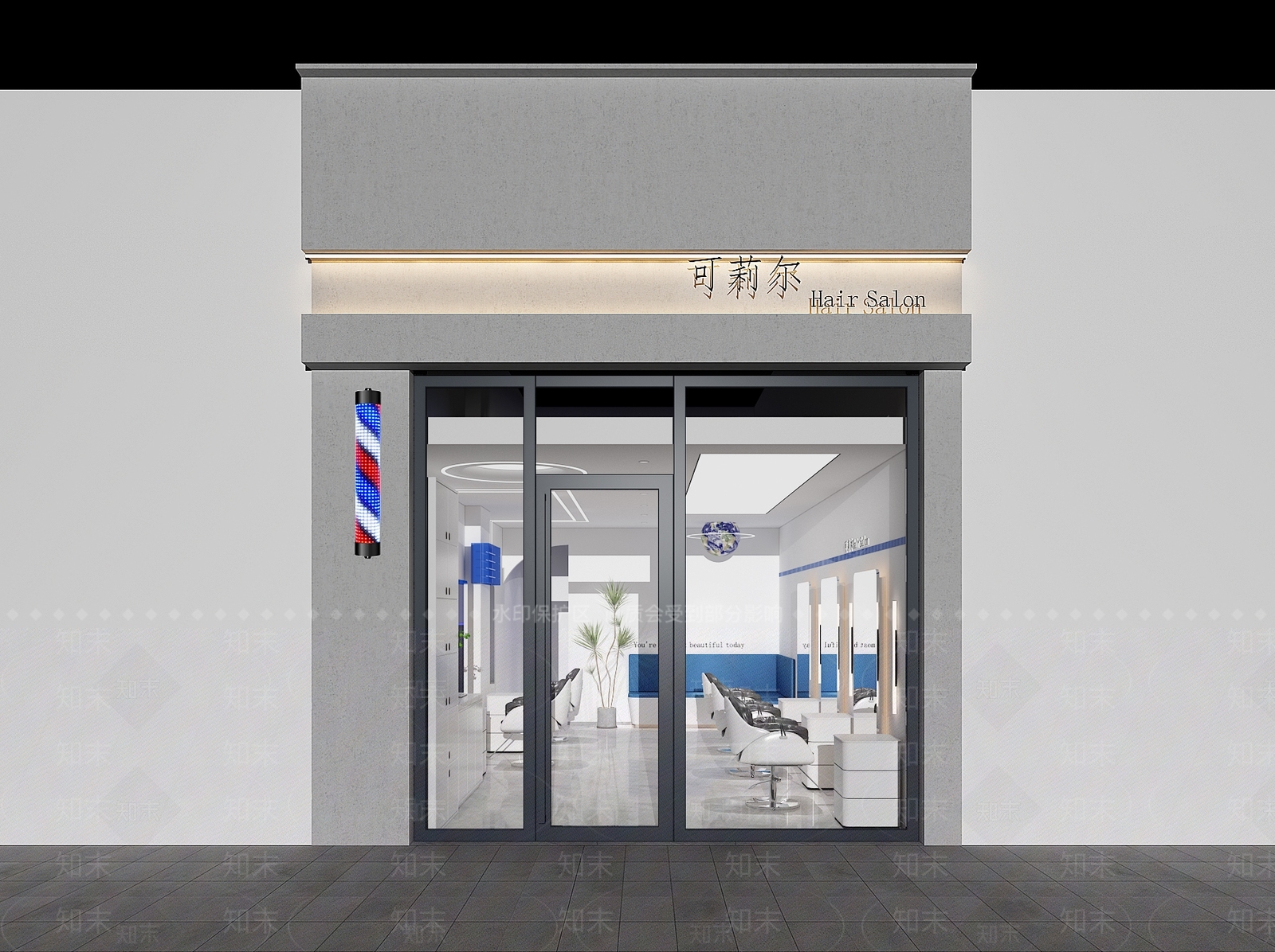 现代美发店3D模型下载【ID:1111801033】
