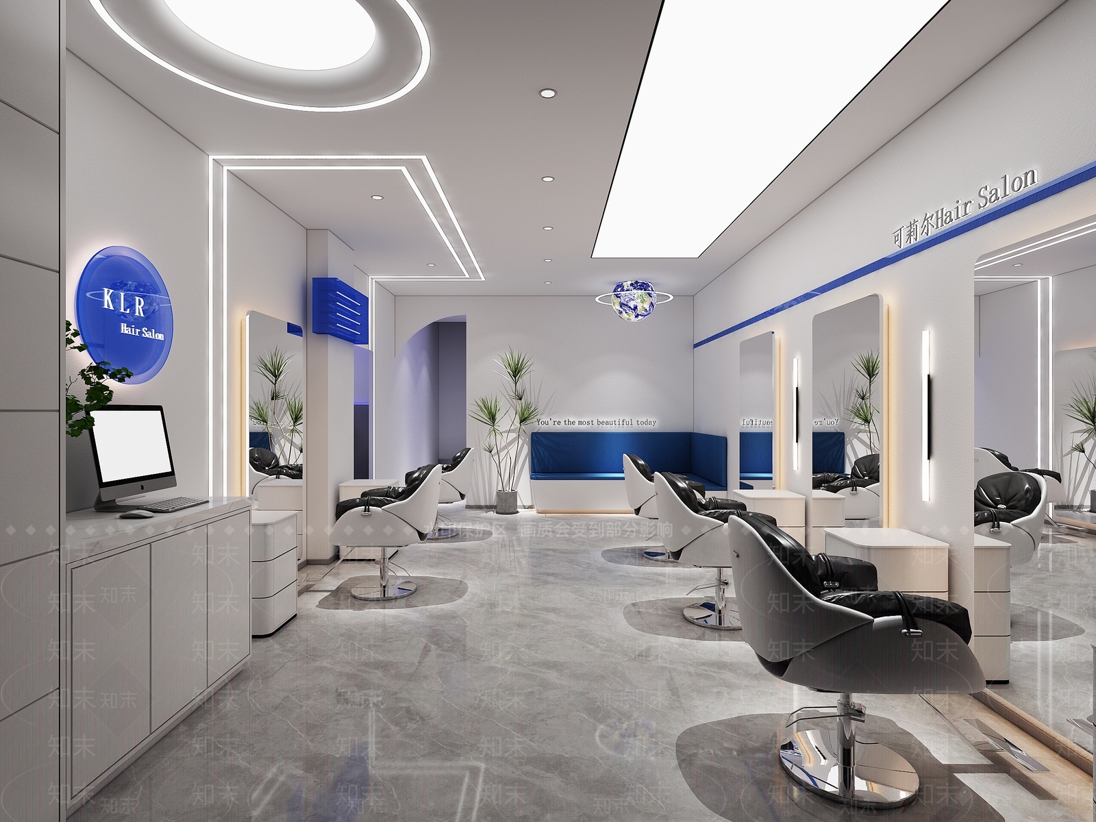 现代美发店3D模型下载【ID:1111801033】