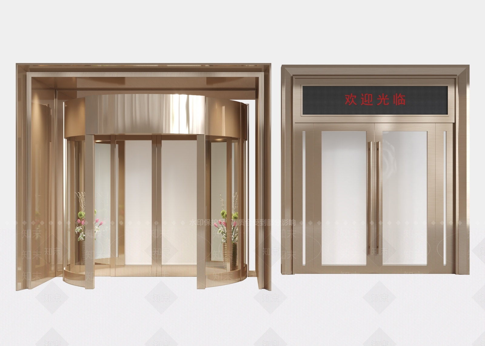 现代玻璃旋转门3D模型下载【ID:1111860415】