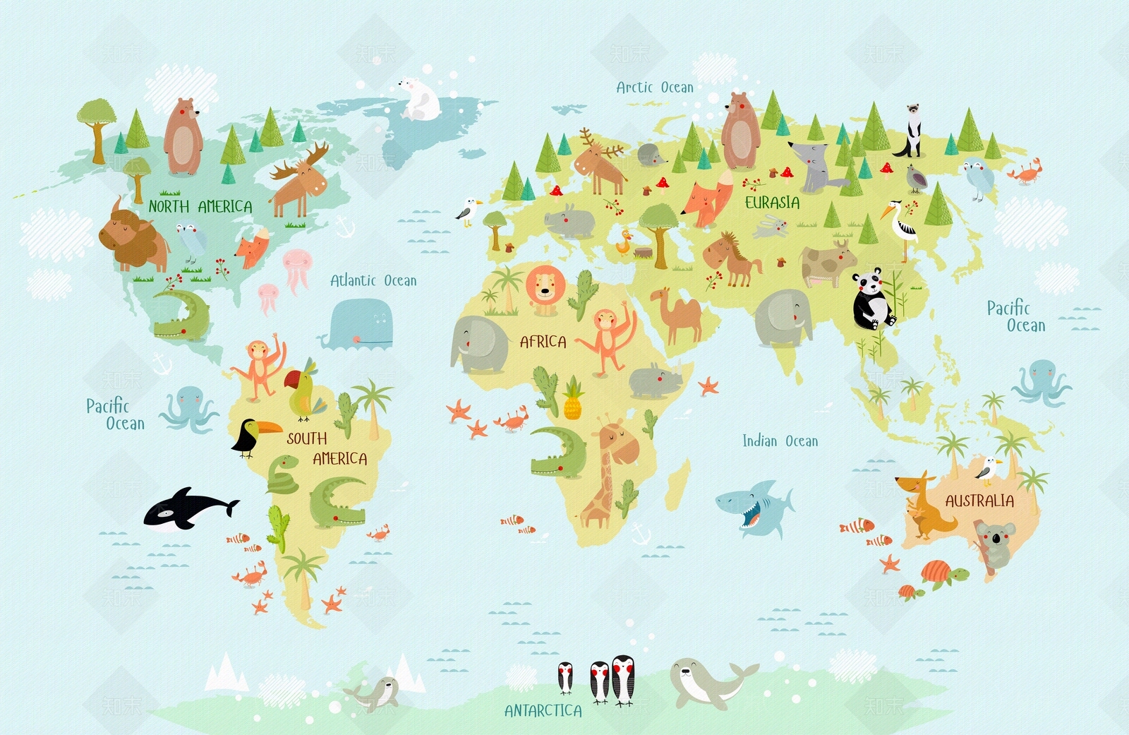 卡通地图壁画贴图下载【ID:1111802491】