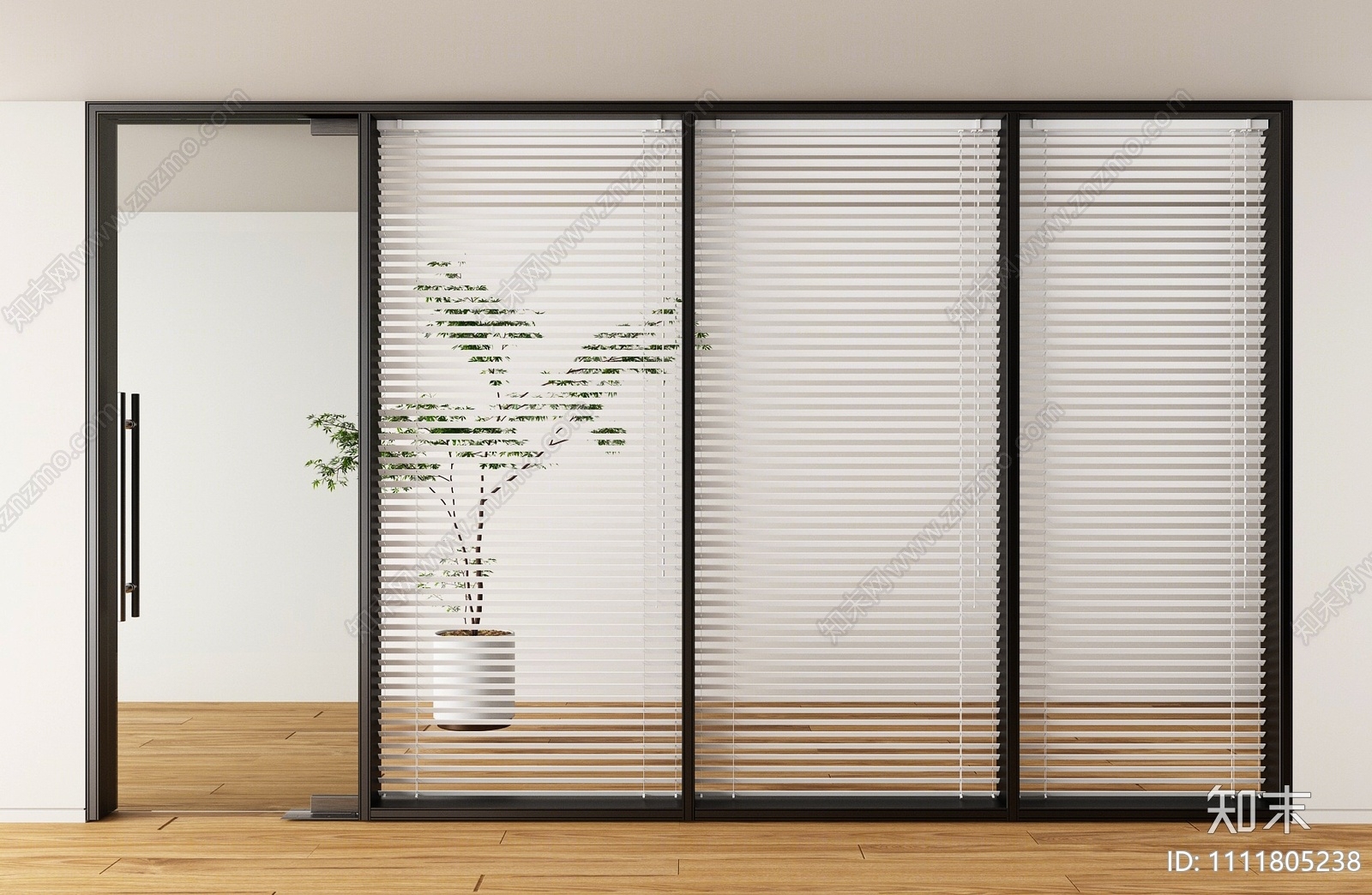 现代办公室玻璃门3D模型下载【ID:1111805238】