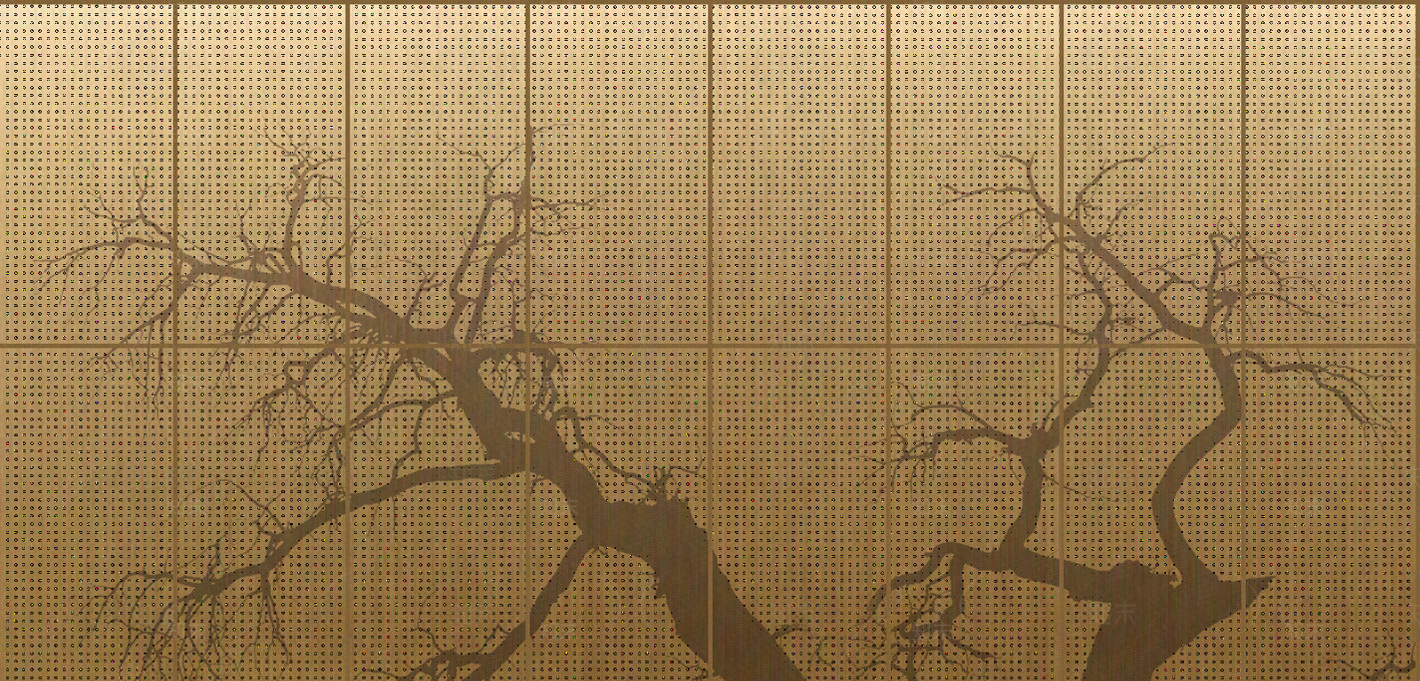 中式褐色树杈形纹理穿孔铝板贴图下载【ID:1111814360】