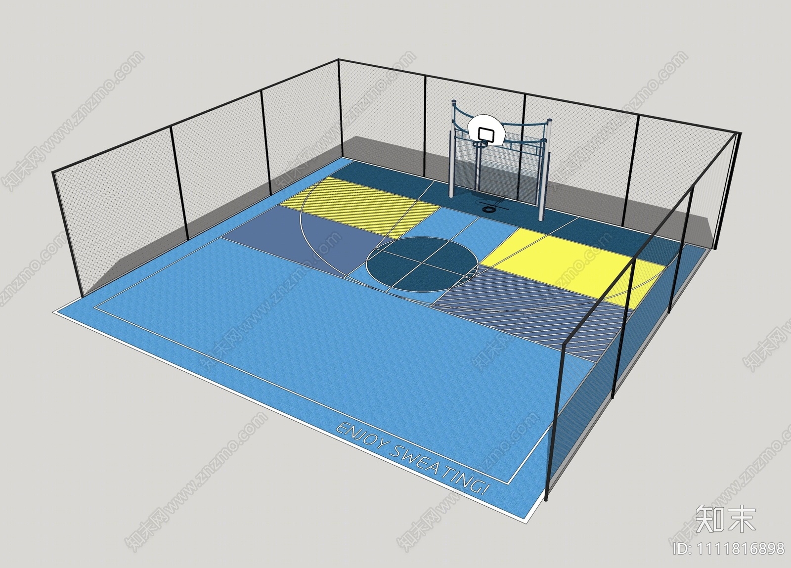现代篮球场SU模型下载【ID:1111816898】