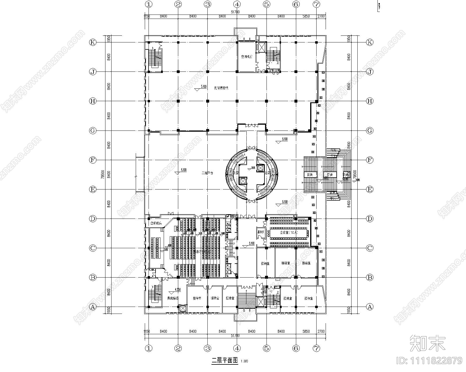 文化活动中心建筑平立面图施工图下载【ID:1111822879】
