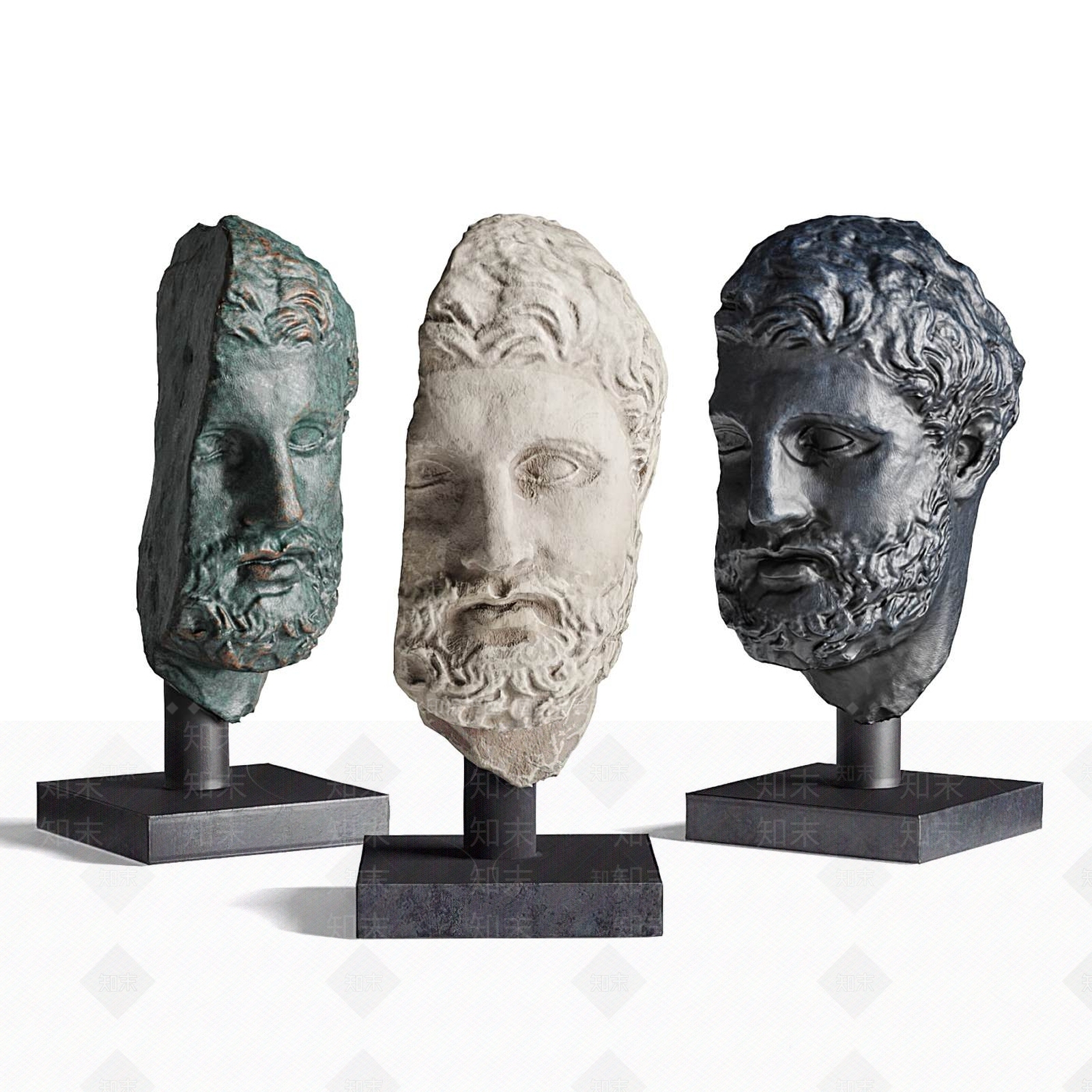 现代人头雕塑摆件3D模型下载【ID:1111826279】