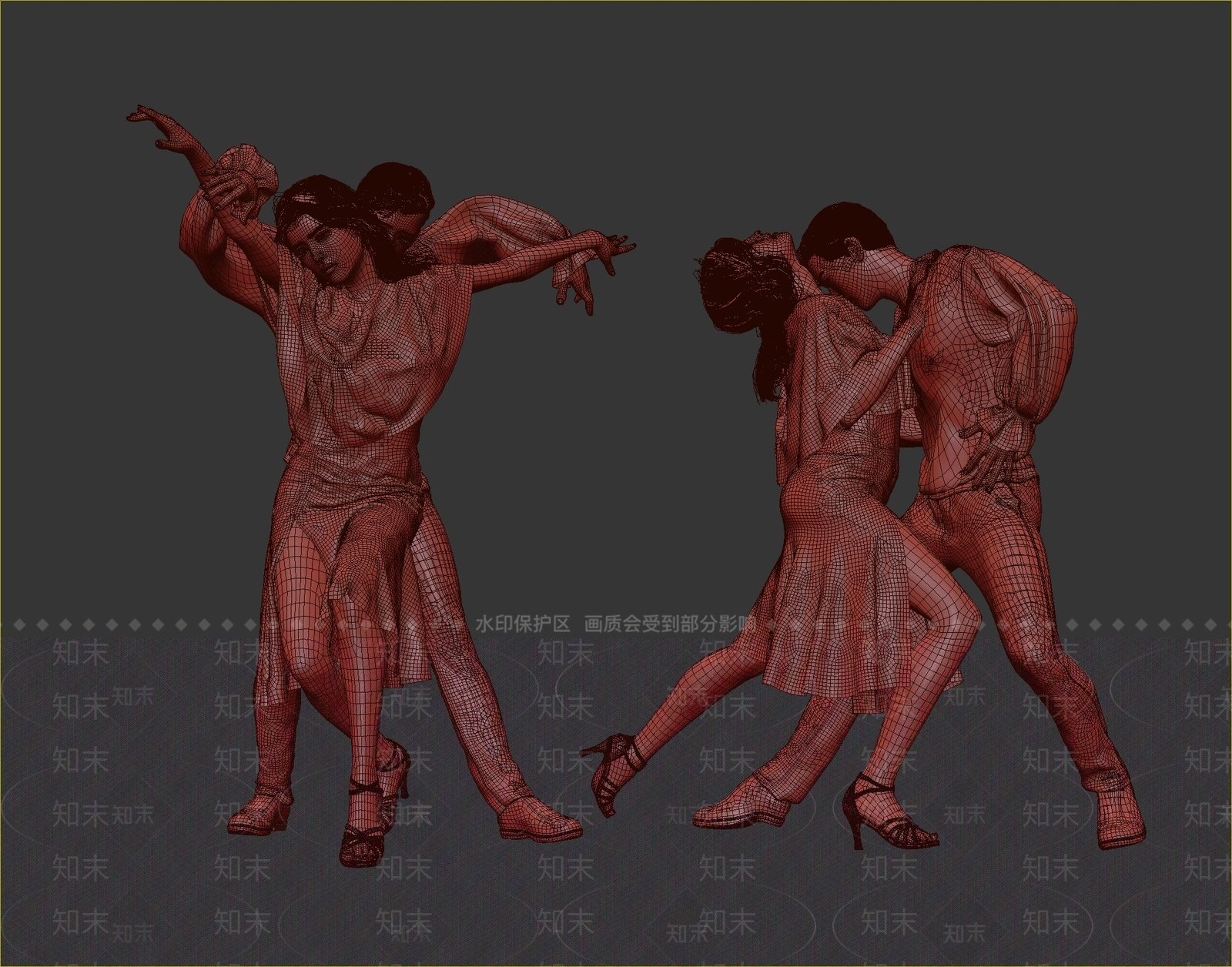 现代跳舞男女3D模型下载【ID:1111826673】