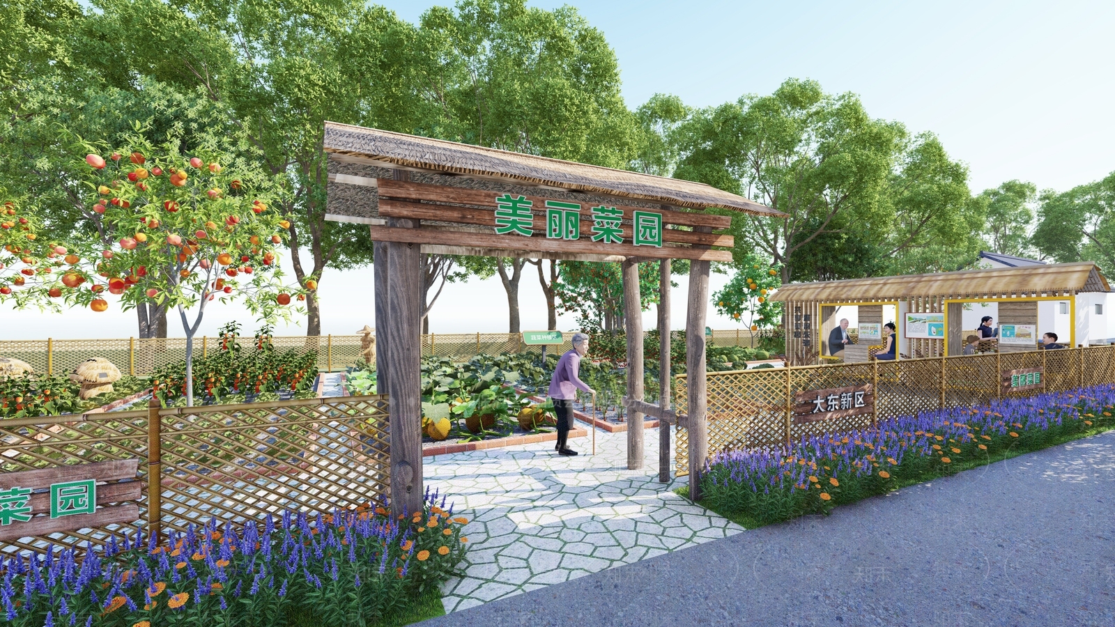 现代美丽乡村共享菜园SU模型下载【ID:1111829986】