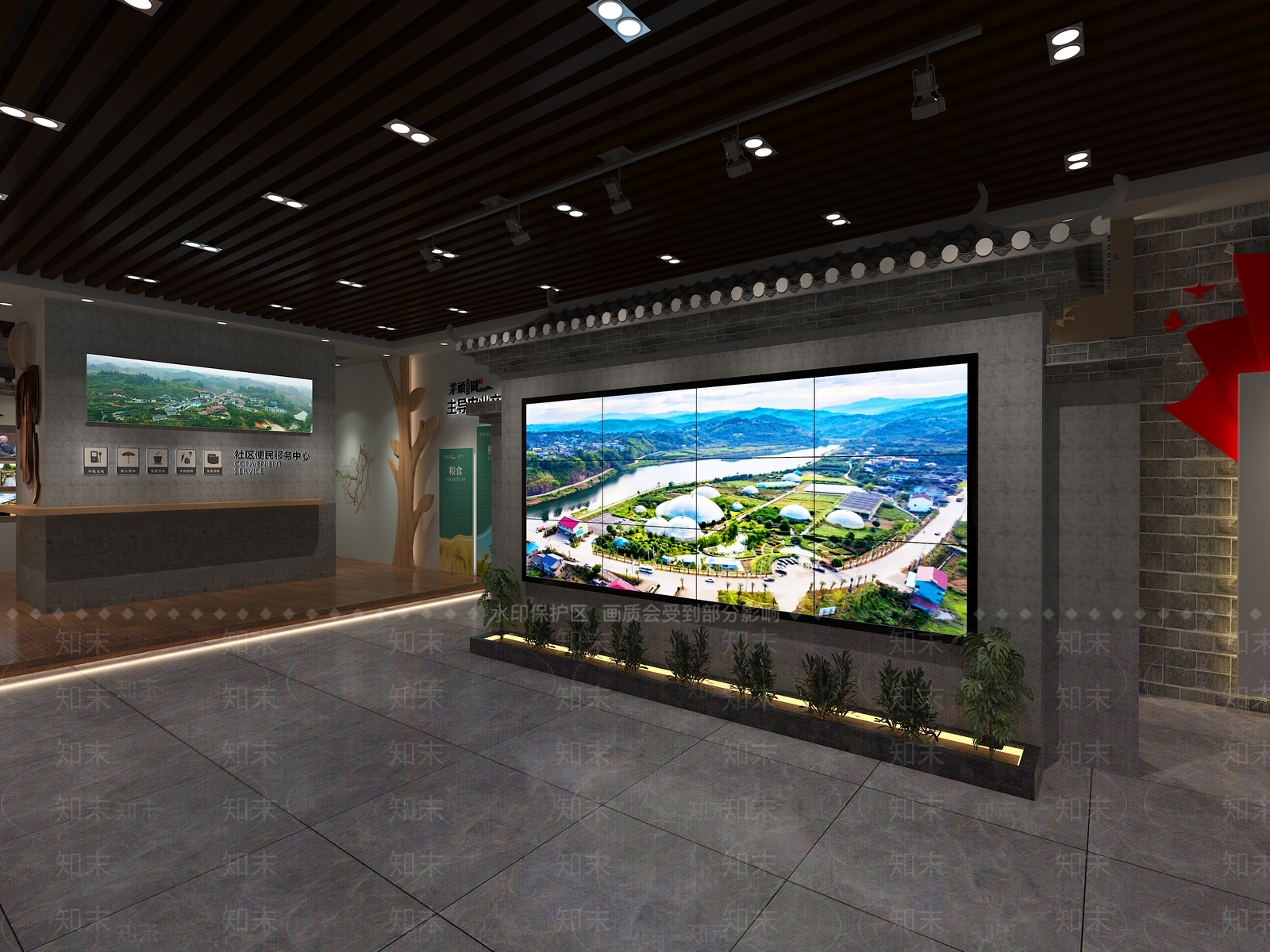 新中式社区服务中心3D模型下载【ID:1111830625】