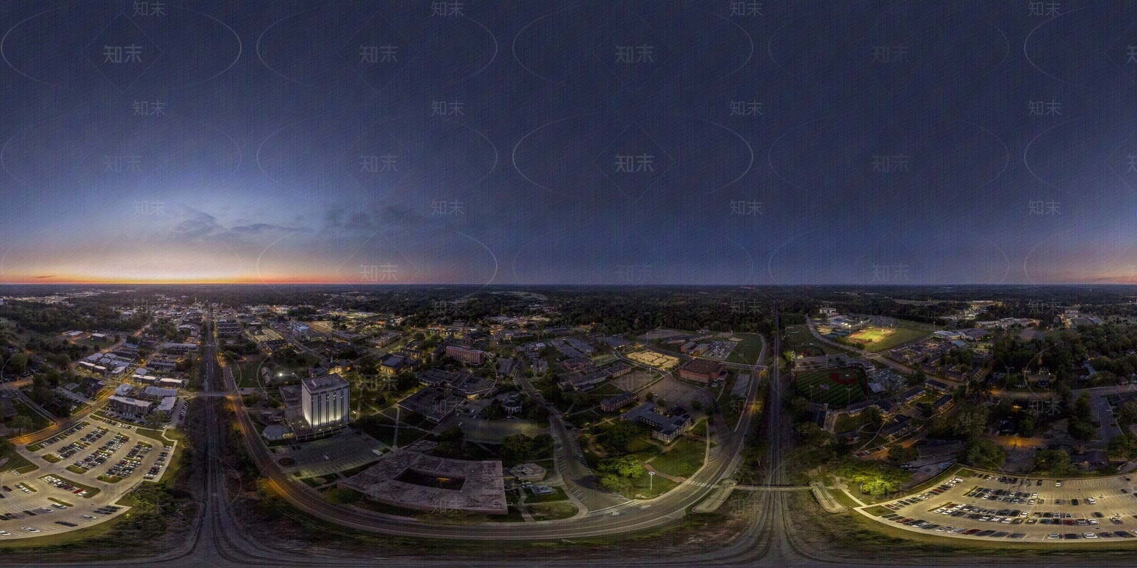 生态文明小镇夜景HDR贴图下载【ID:1111838858】