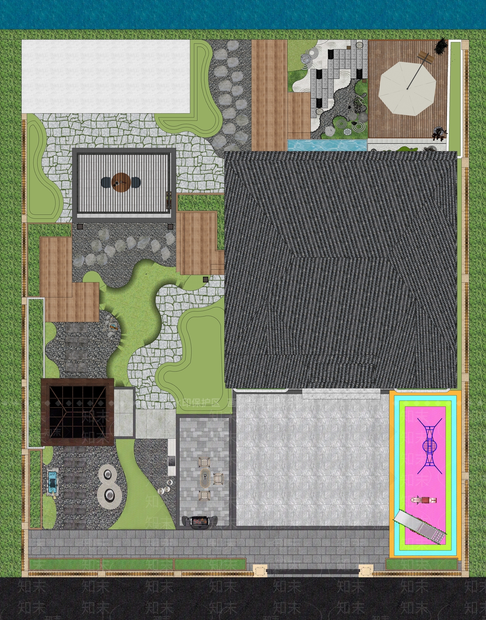 新中式乡村庭院SU模型下载【ID:1111850698】