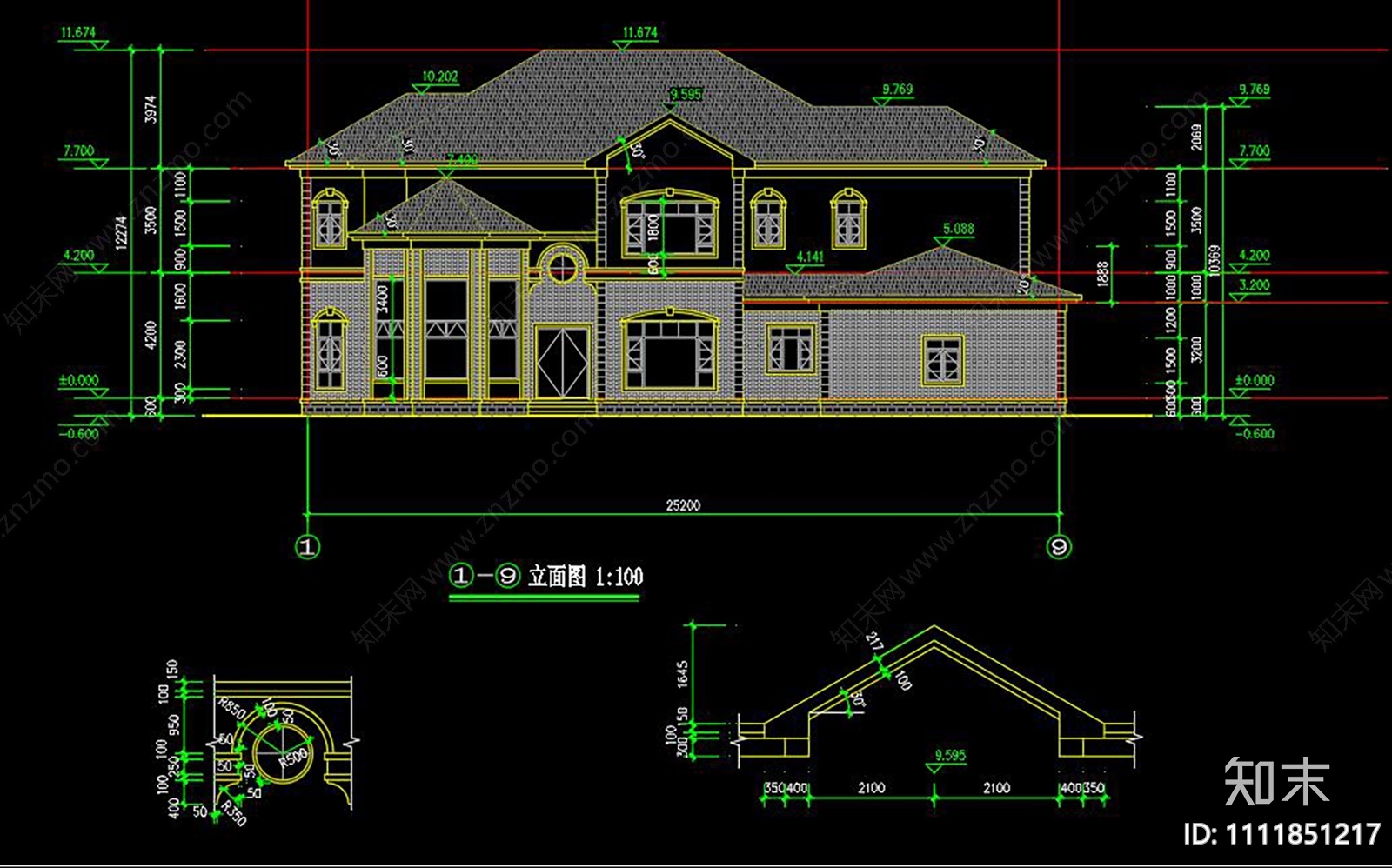 三层型轻钢别墅建筑结构图施工图下载【ID:1111851217】