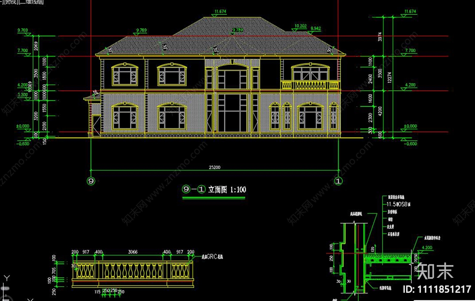 三层型轻钢别墅建筑结构图施工图下载【ID:1111851217】