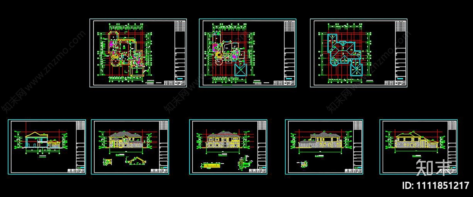 三层型轻钢别墅建筑结构图施工图下载【ID:1111851217】