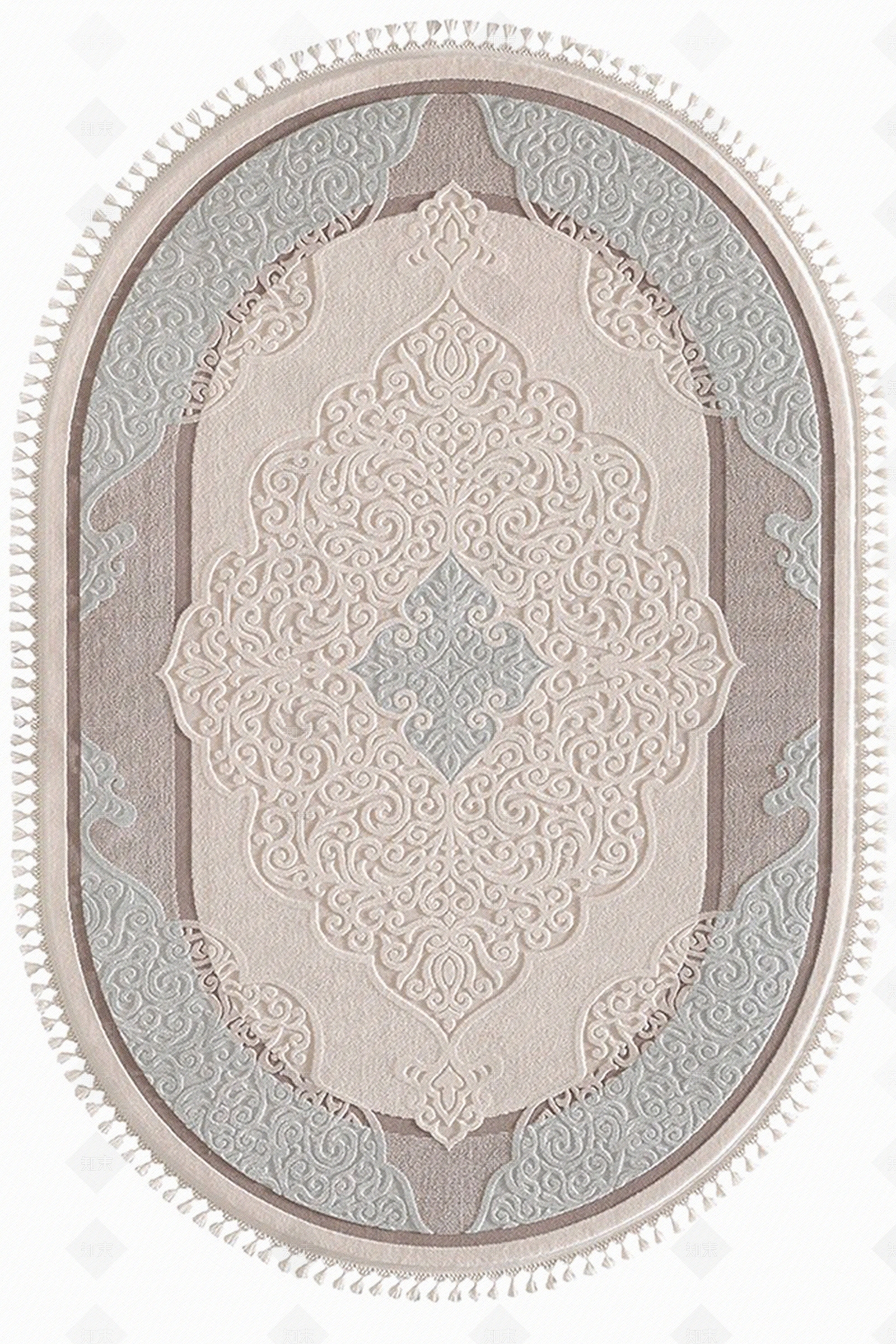 淡蓝色椭圆简欧地毯贴图下载【ID:1111855252】