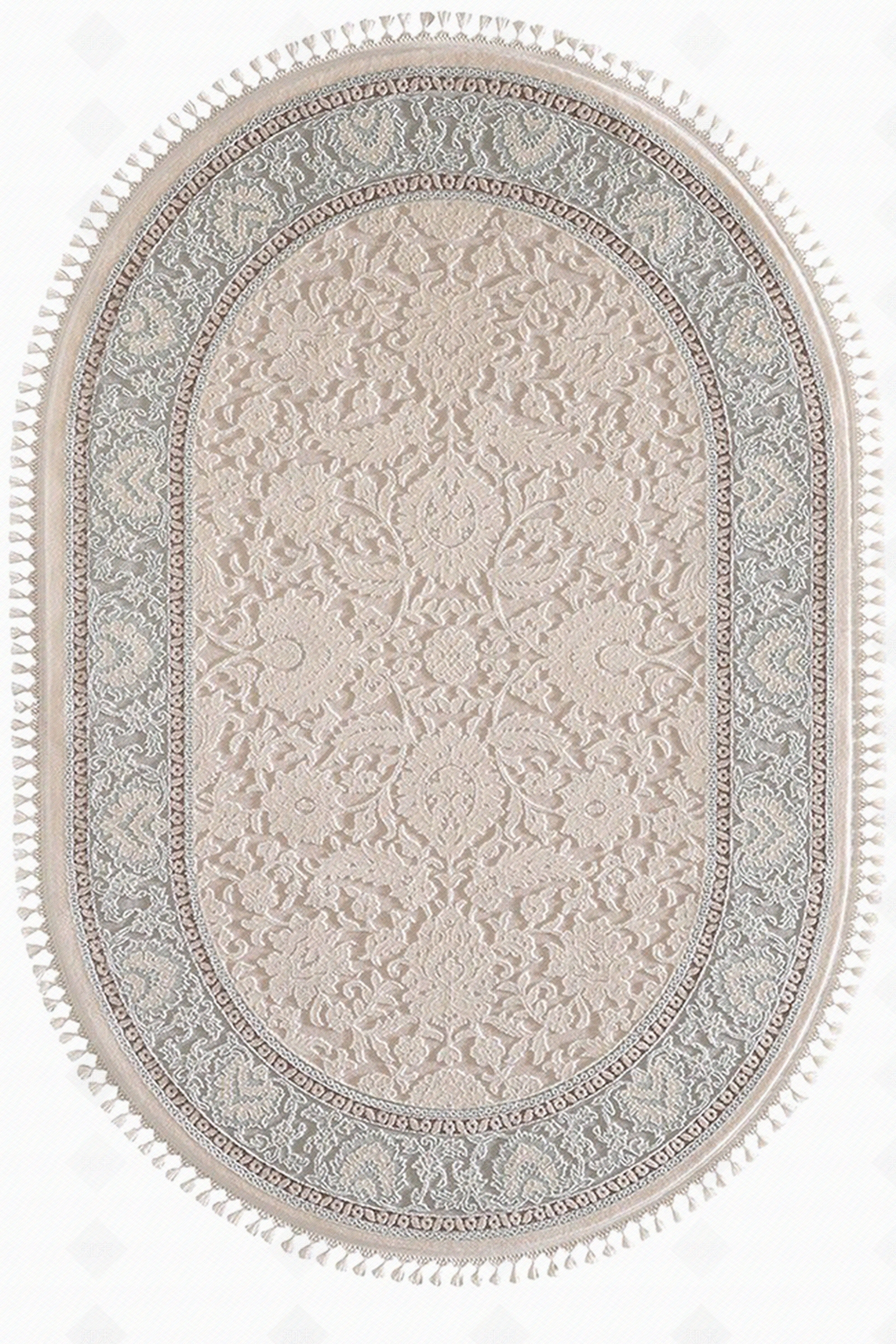 淡蓝色椭圆简欧复古地毯	贴图下载【ID:1111855521】