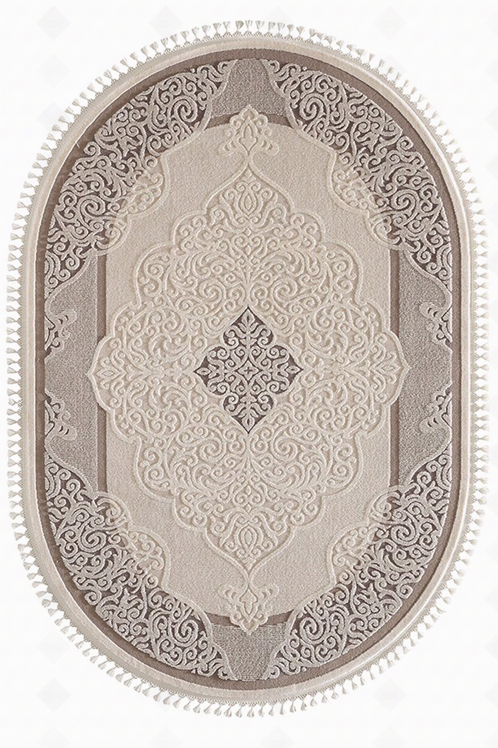 浅棕色椭圆简欧复古地毯	贴图下载【ID:1111855812】