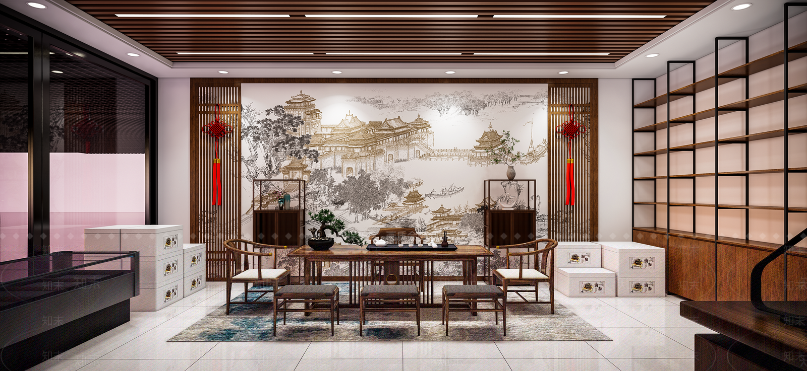 新中式店铺SU模型下载【ID:1111858344】