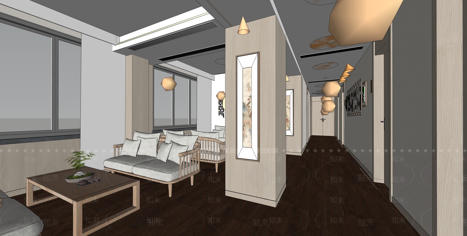 中式休息区SU模型下载【ID:1111860960】