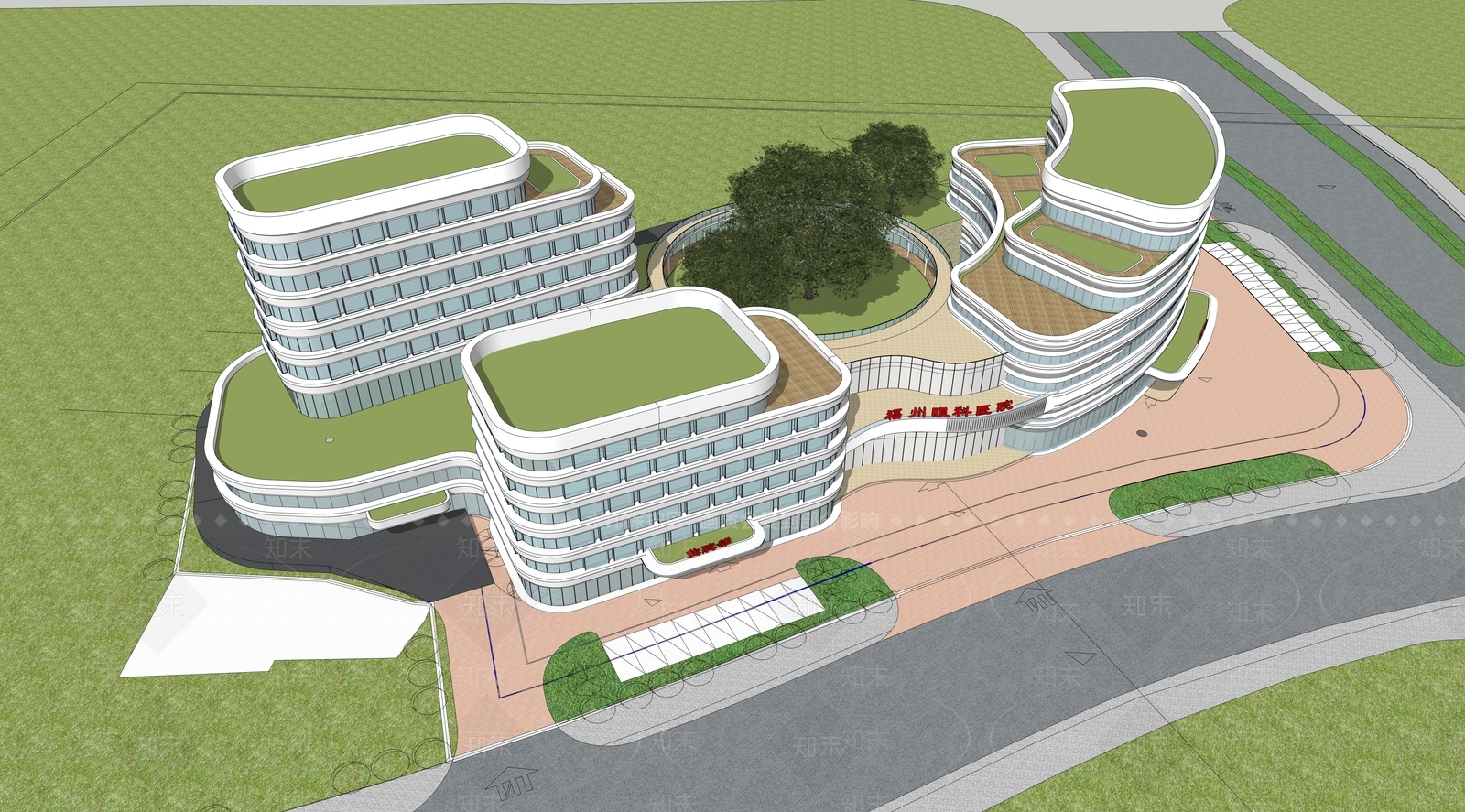 现代医疗建筑SU模型下载【ID:1111871393】