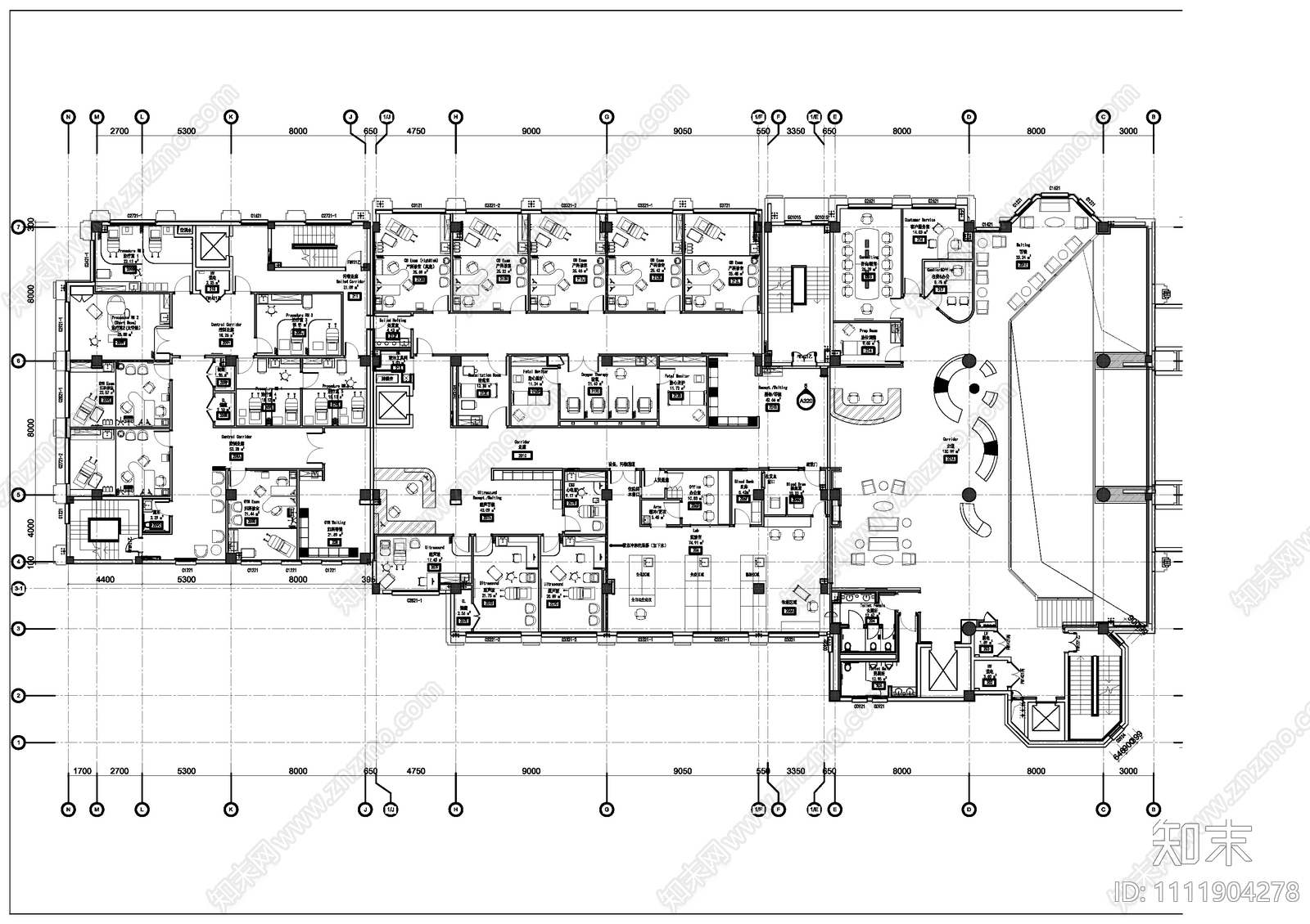 医疗内装cad施工图下载【ID:1111904278】