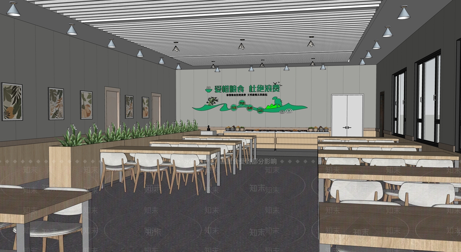 现代食堂SU模型下载【ID:1111913089】