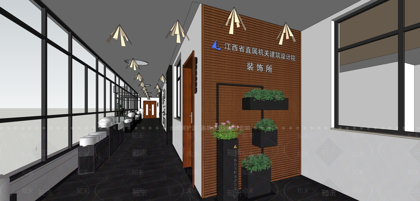 现代公司过道SU模型下载【ID:1112029677】