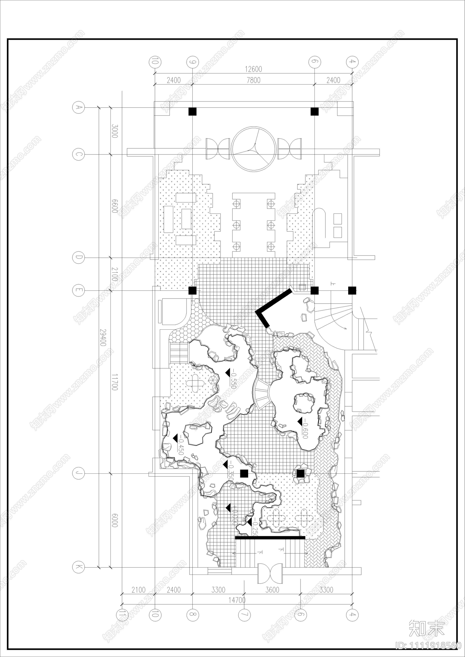 现代屋顶花园CAD平面图cad施工图下载【ID:1111918560】