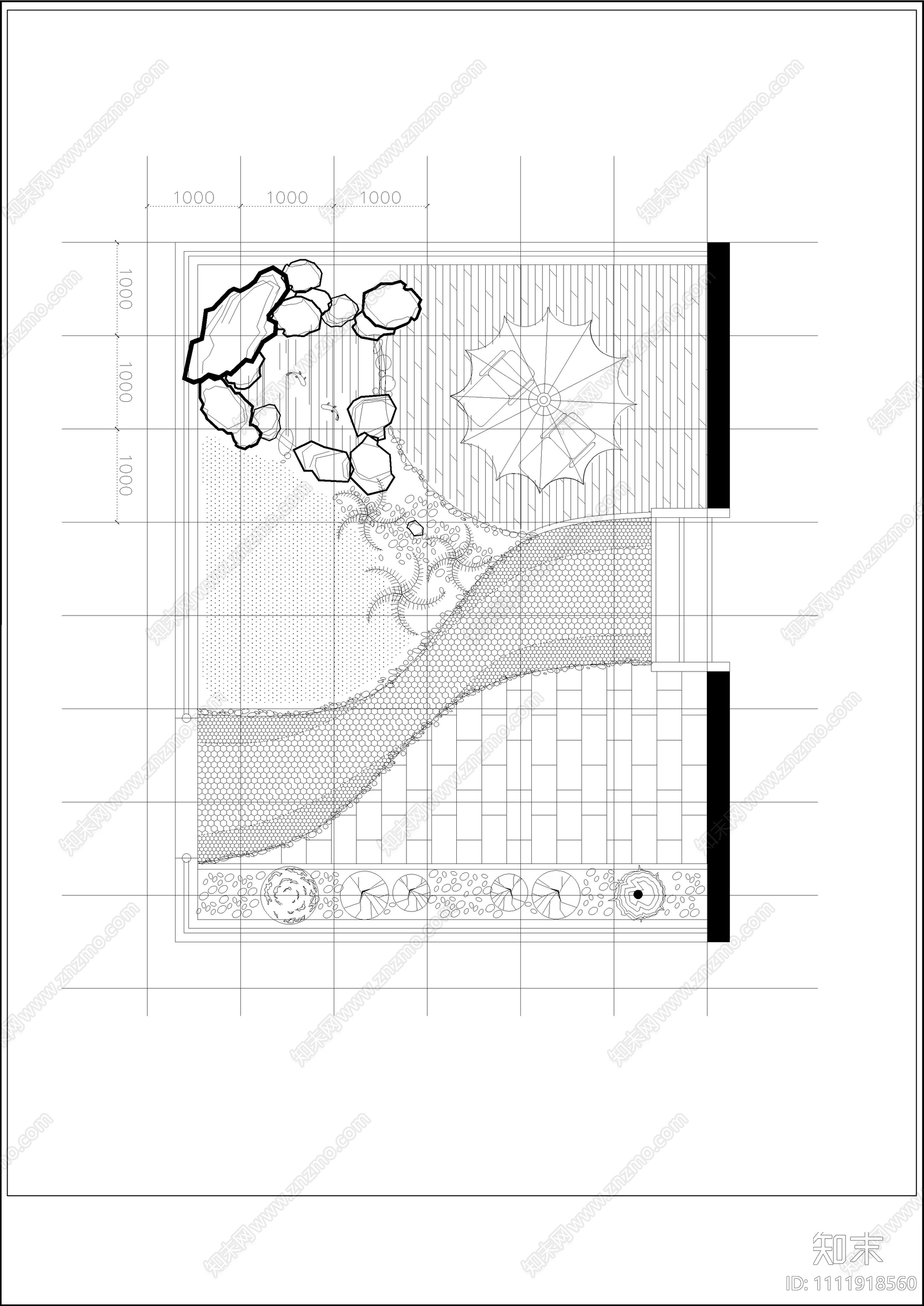 现代屋顶花园CAD平面图cad施工图下载【ID:1111918560】