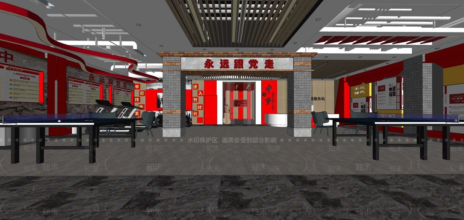 现代党建展厅SU模型下载【ID:1111923814】