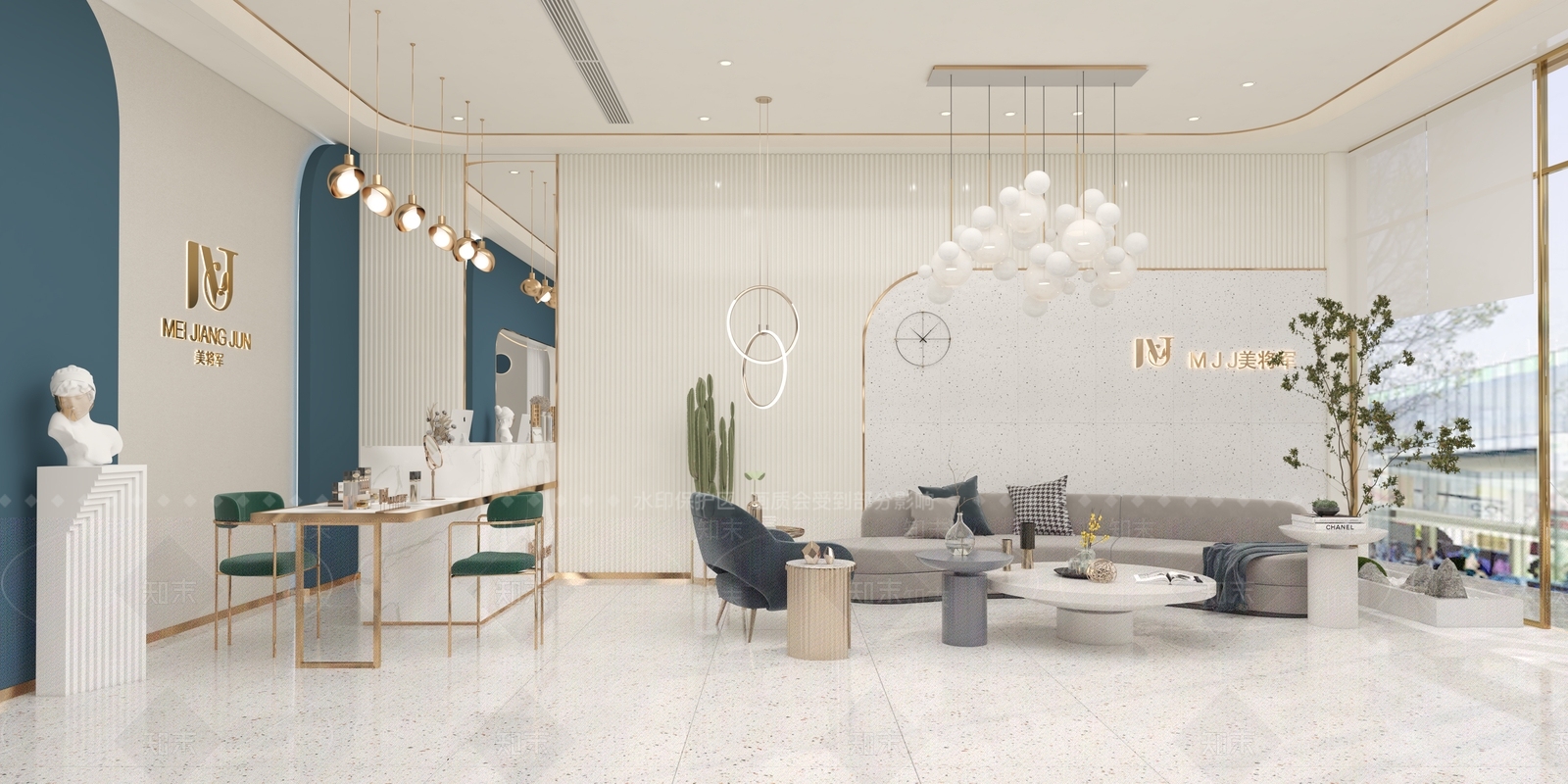 现代轻奢美甲店3D模型下载【ID:1111929732】