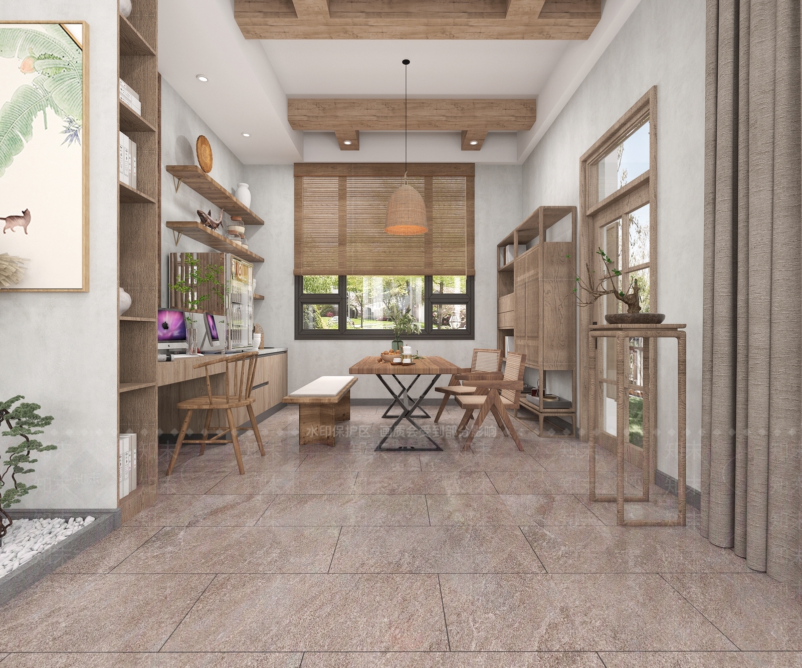 侘寂民宿休息区3D模型下载【ID:1111936597】