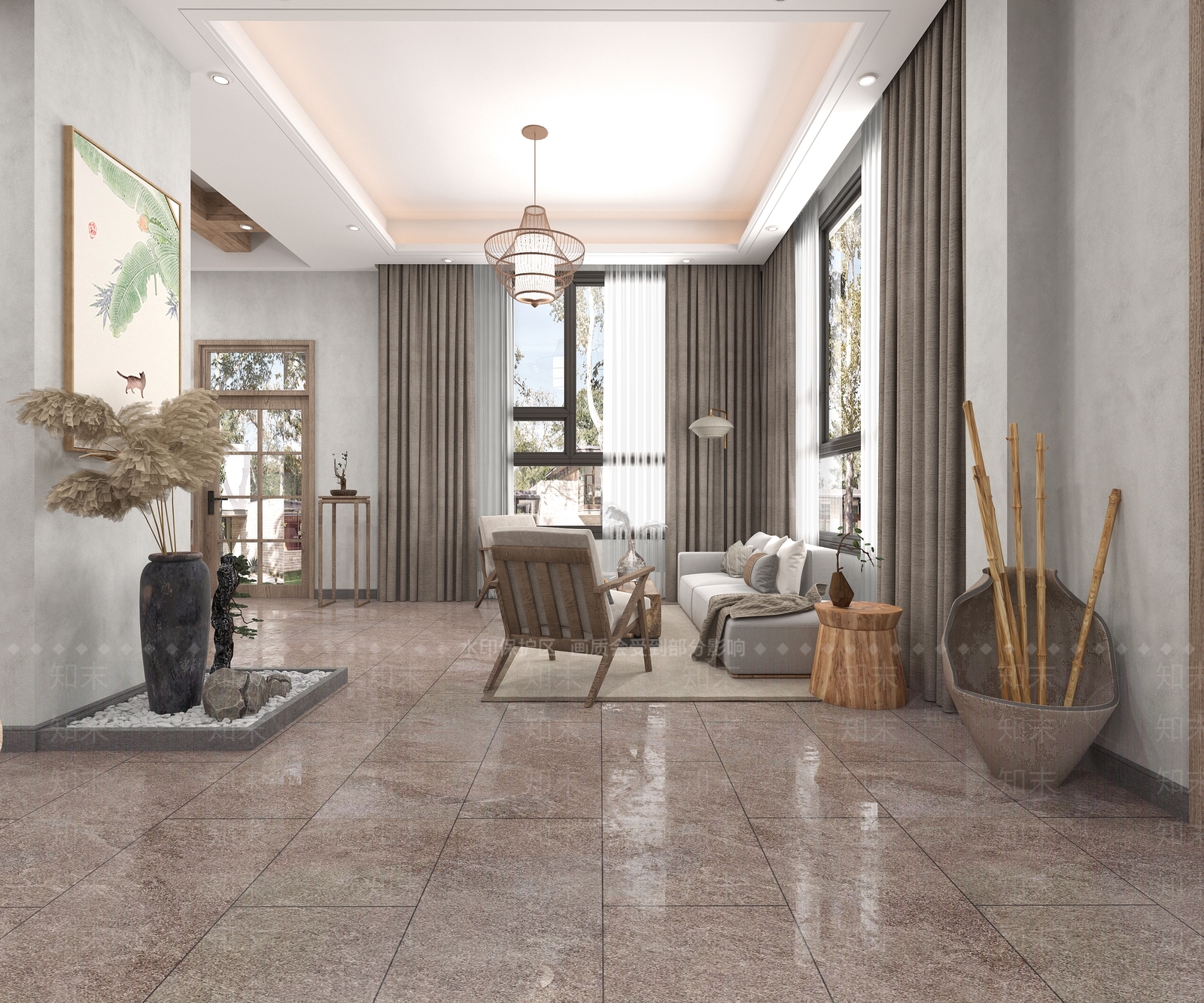 侘寂民宿休息区3D模型下载【ID:1111936597】
