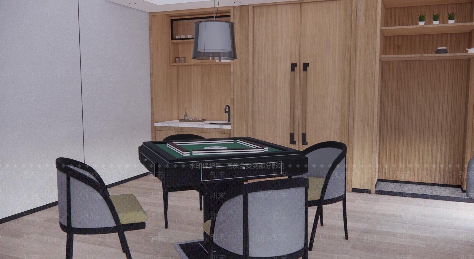 现代棋牌室SU模型下载【ID:1111936666】