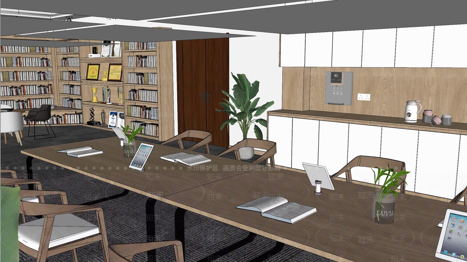 现代阅览室SU模型下载【ID:1111942576】