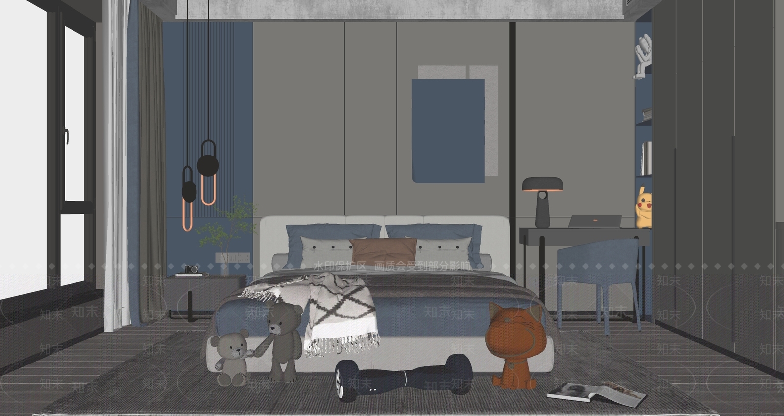 现代通用儿童房SU模型下载【ID:1111952374】